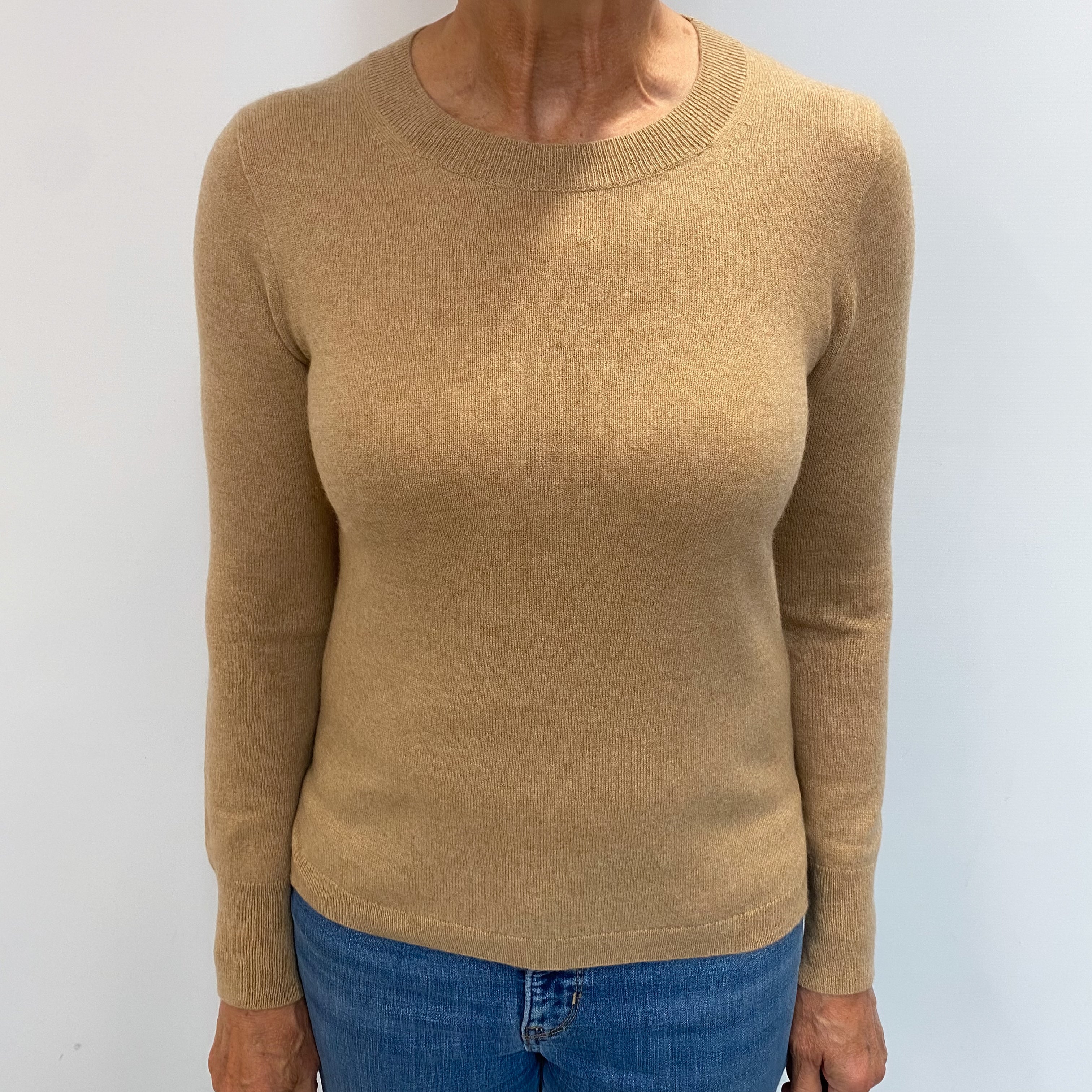Caramel Brown Cashmere Crew Neck Jumper Medium