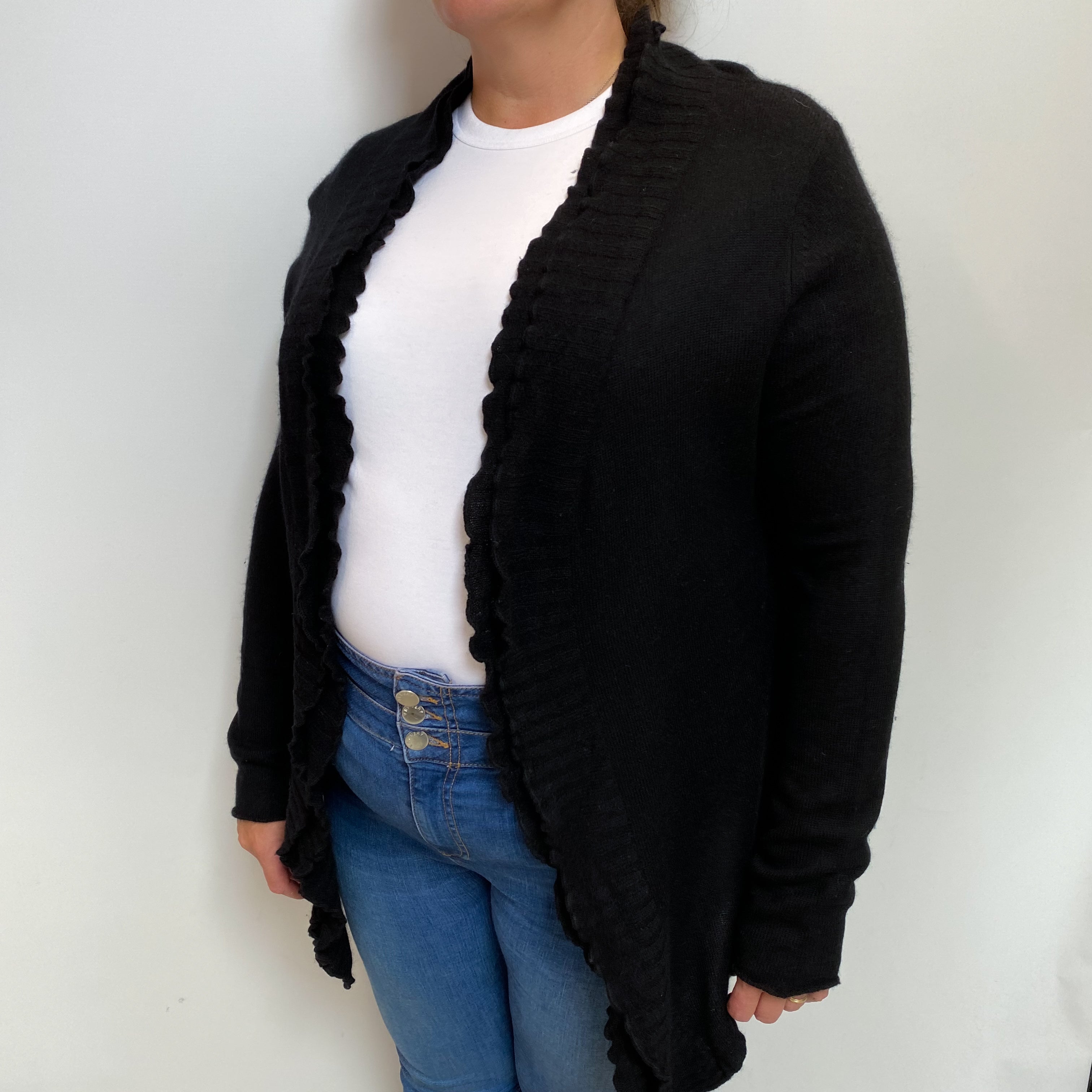 Black Cashmere Edge To Edge Cardigan Extra Large