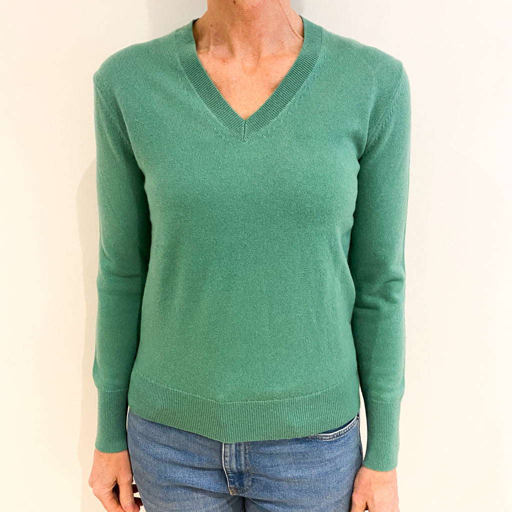 Sea Foam Green Cashmere V Neck Jumper Small
