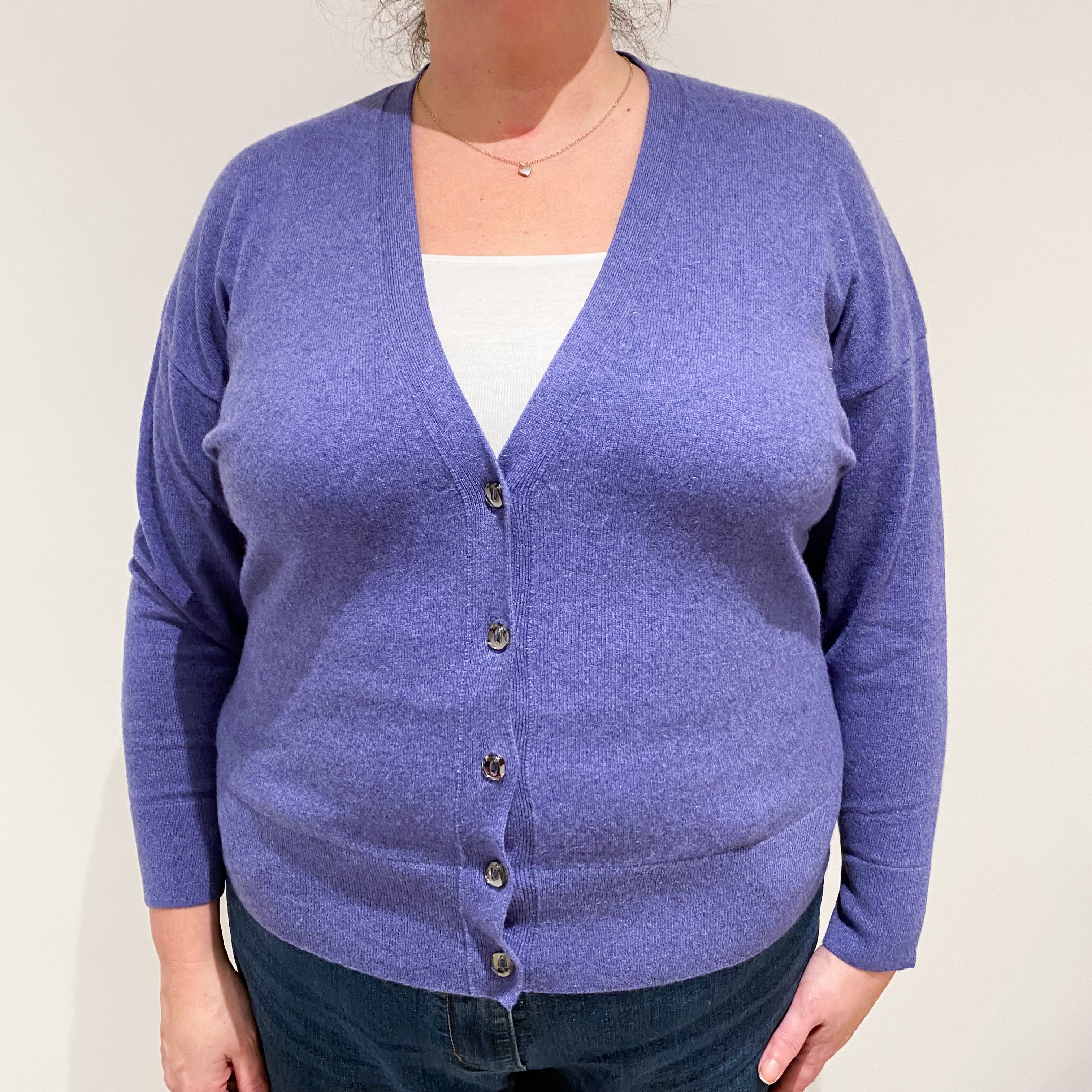 Amethyst Purple Cashmere V-Neck Cardigan Extra Large