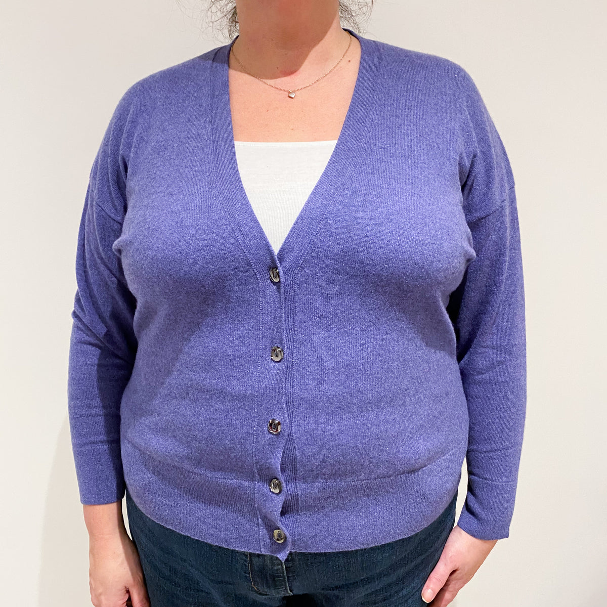 Amethyst Purple Cashmere V-Neck Cardigan Extra Large