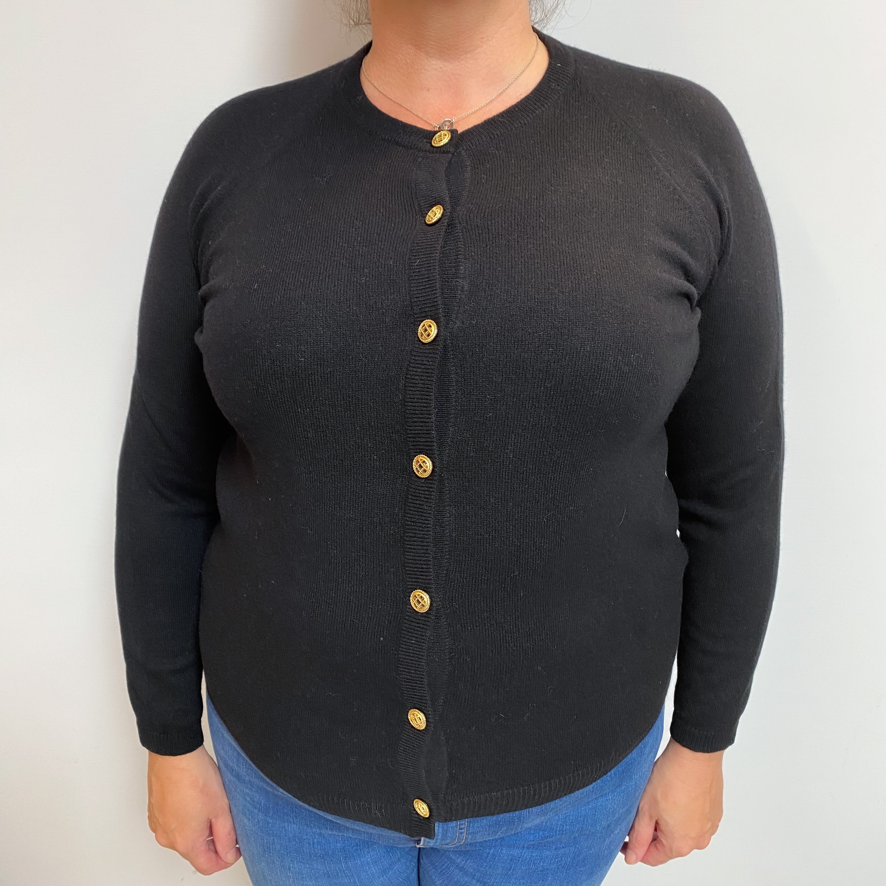 Black Cashmere Crew Cardigan Extra Large