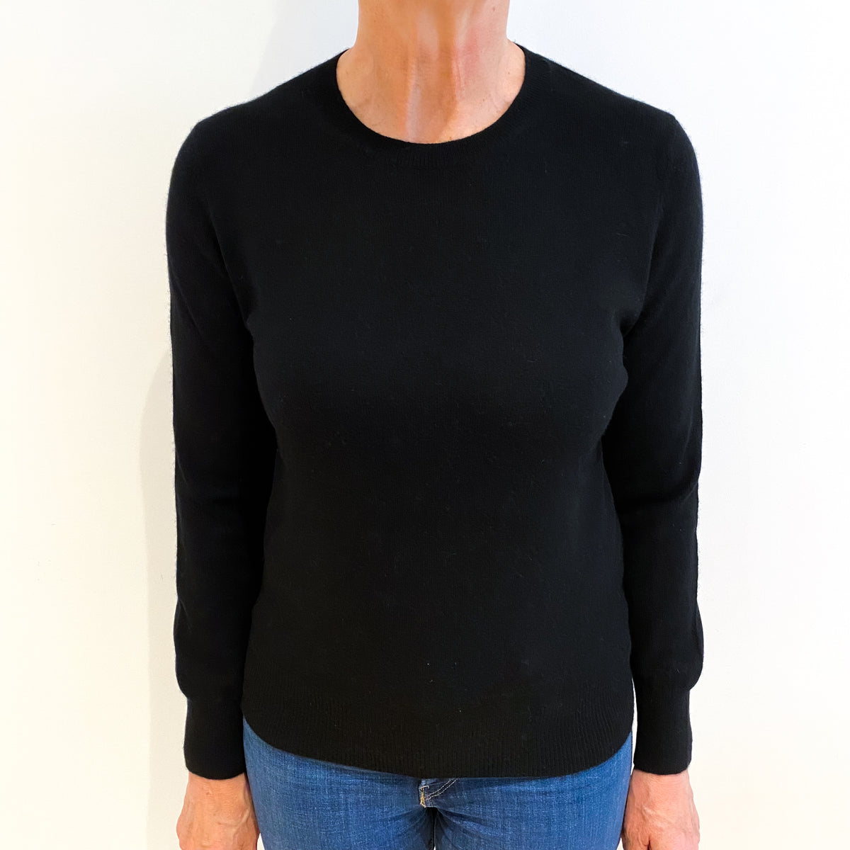 Black Cashmere Crew Neck Jumper Medium