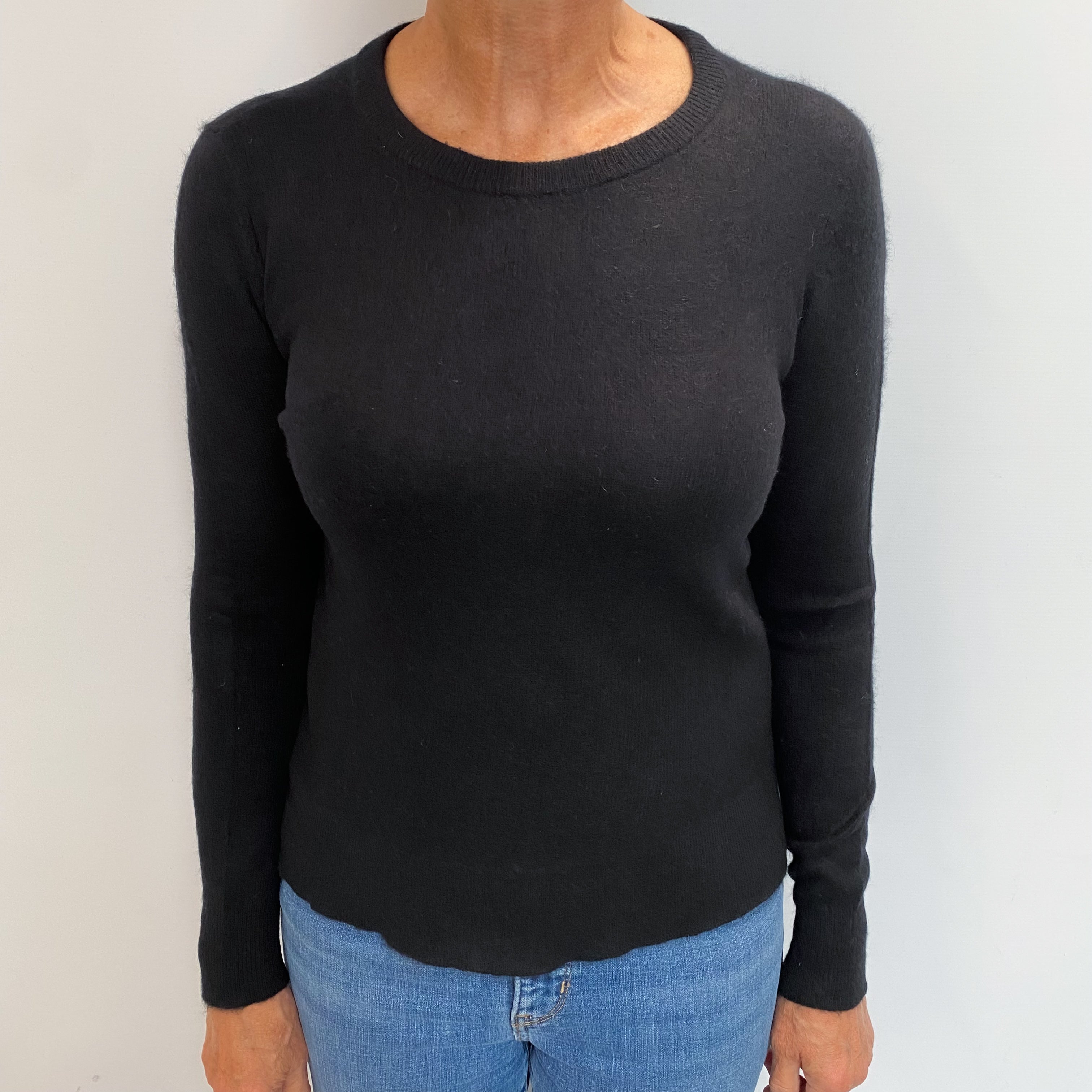 Black Cashmere Crew Neck Jumper Medium