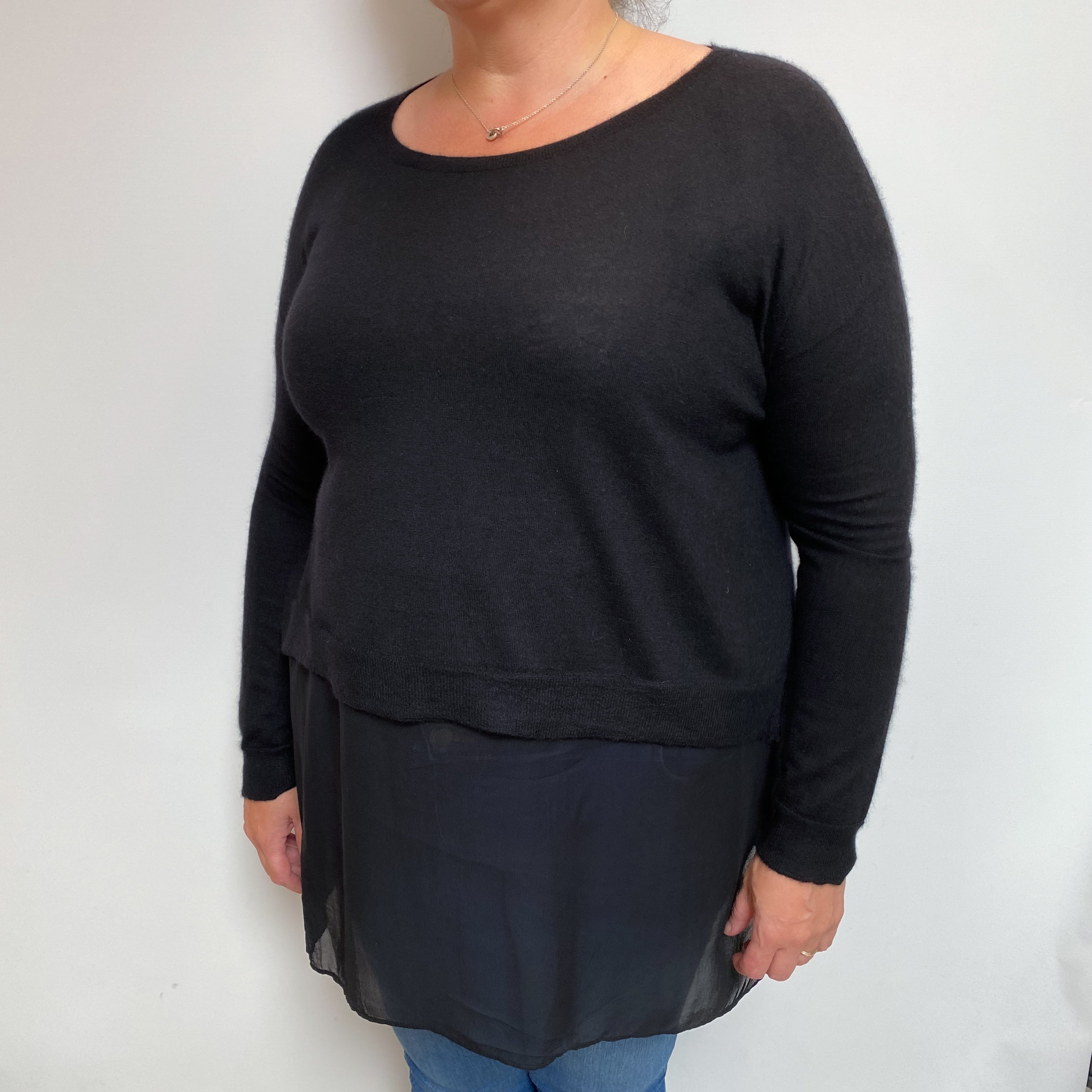 Black Cashmere Crew Neck Jumper Extra Large