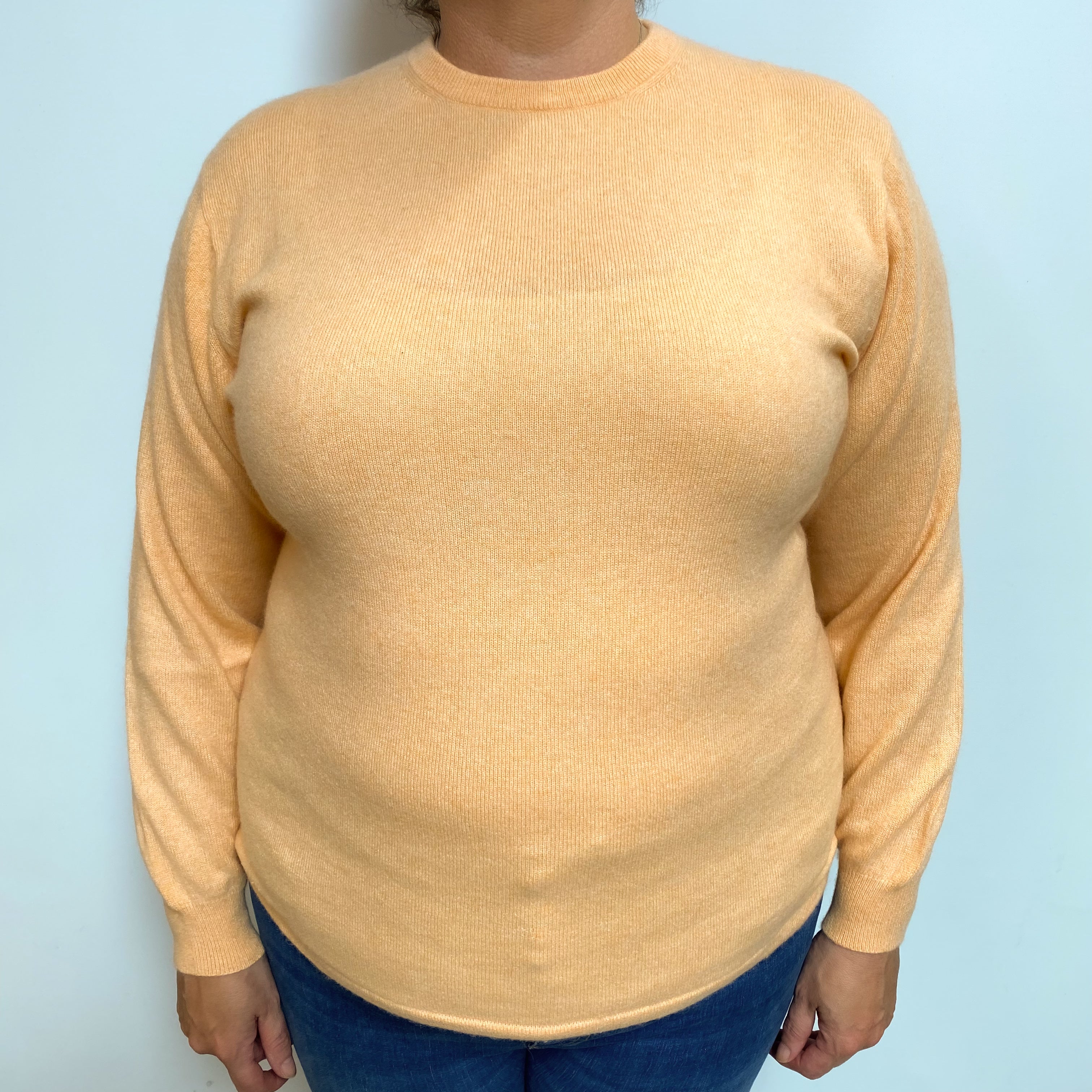 Peach Pink Cashmere Crew Neck Jumper Extra Large