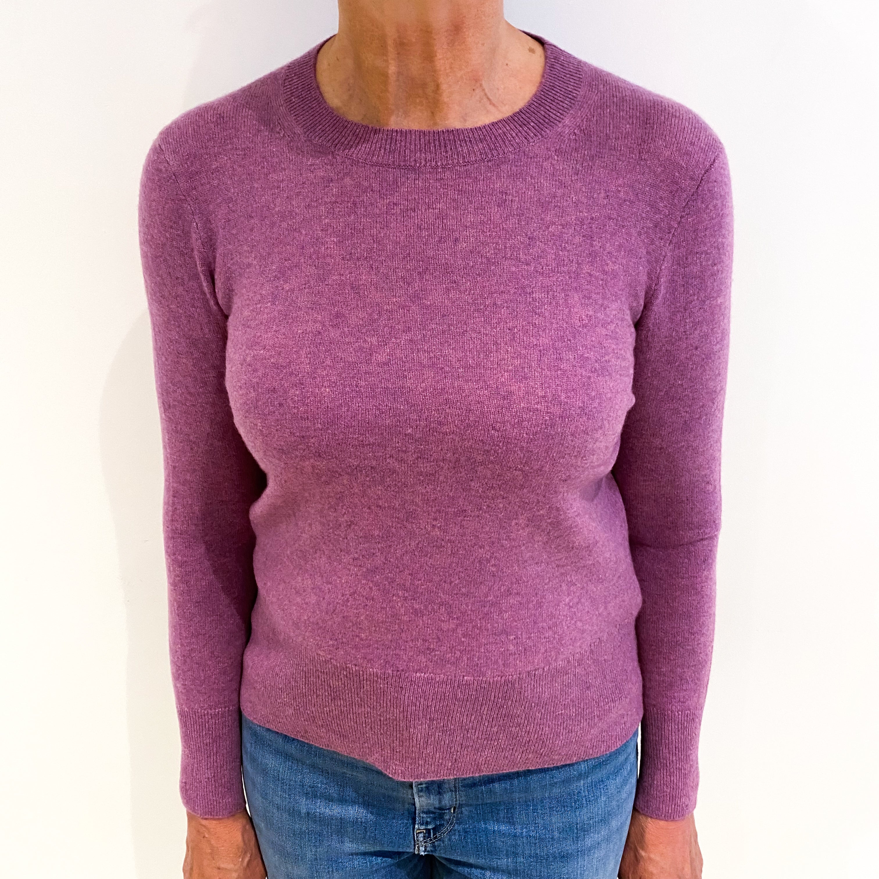 Heather Purple Cashmere Crew Neck Jumper Medium
