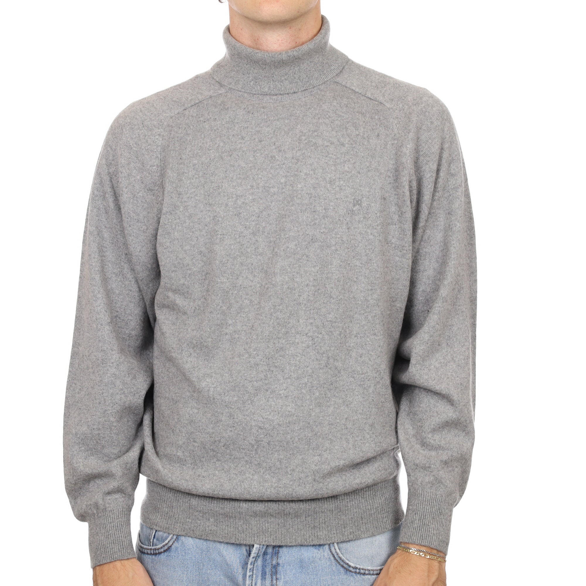 Men's Smoke Grey Cashmere Polo Neck Jumper Large