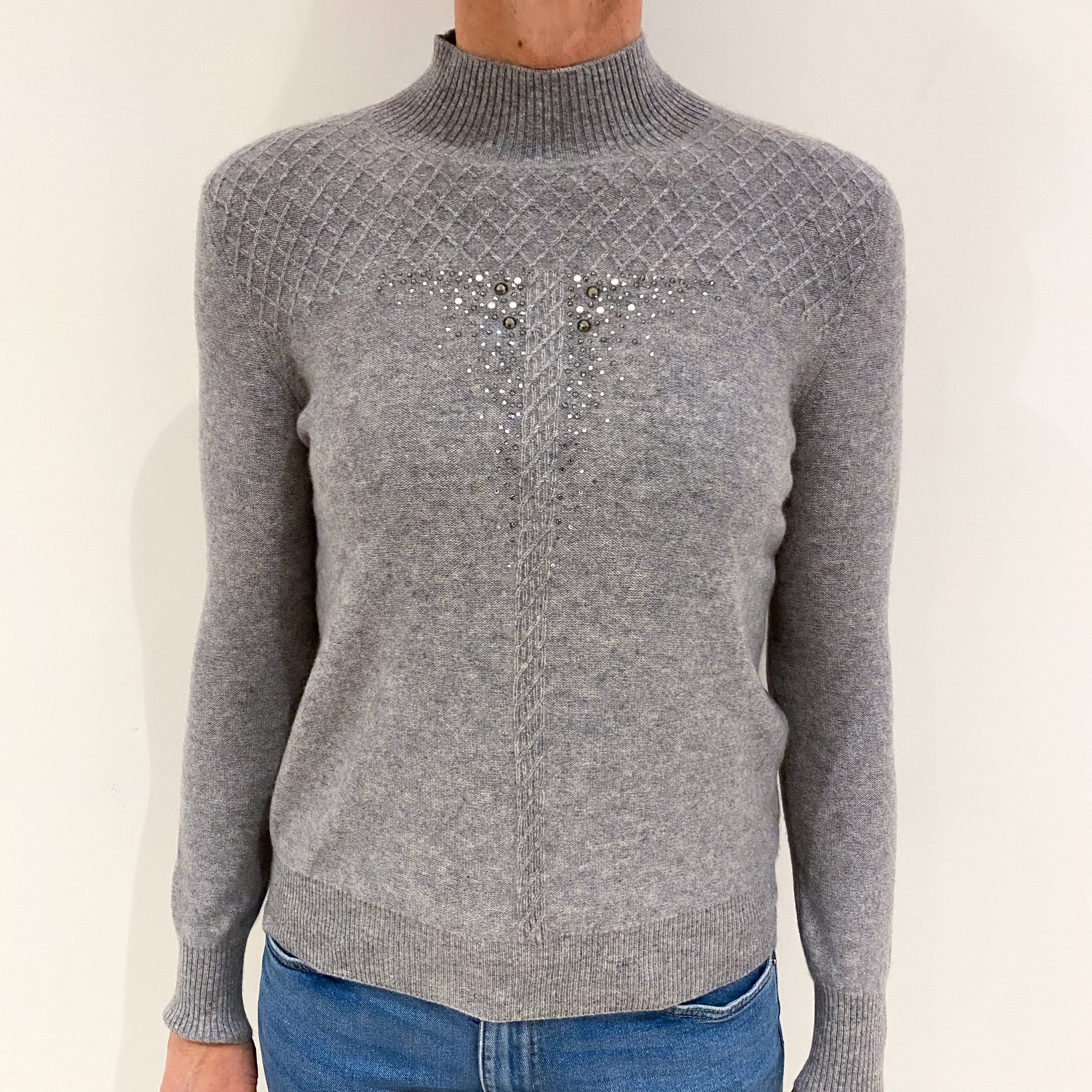 Smoke Grey Cashmere Turtle Neck Jumper Small