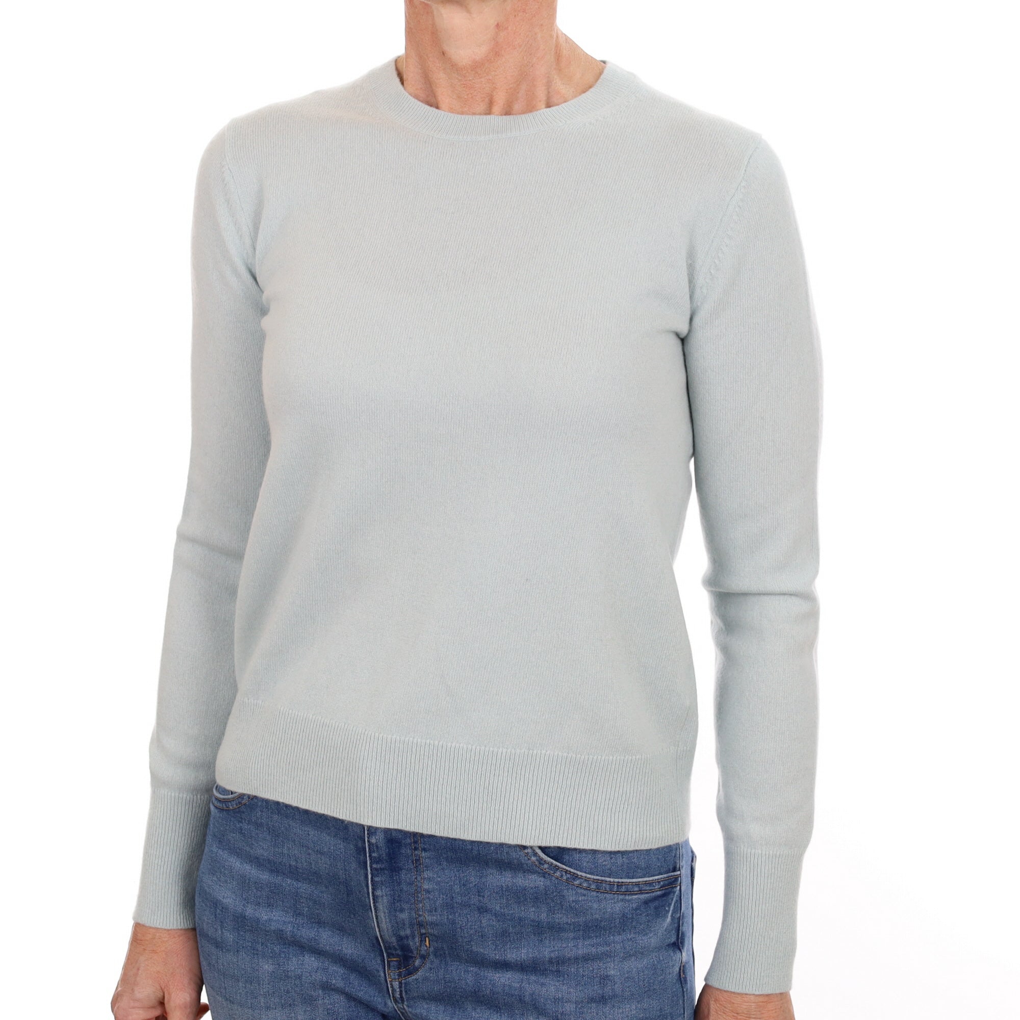 Opal Blue Cashmere Crew Neck Jumper Small