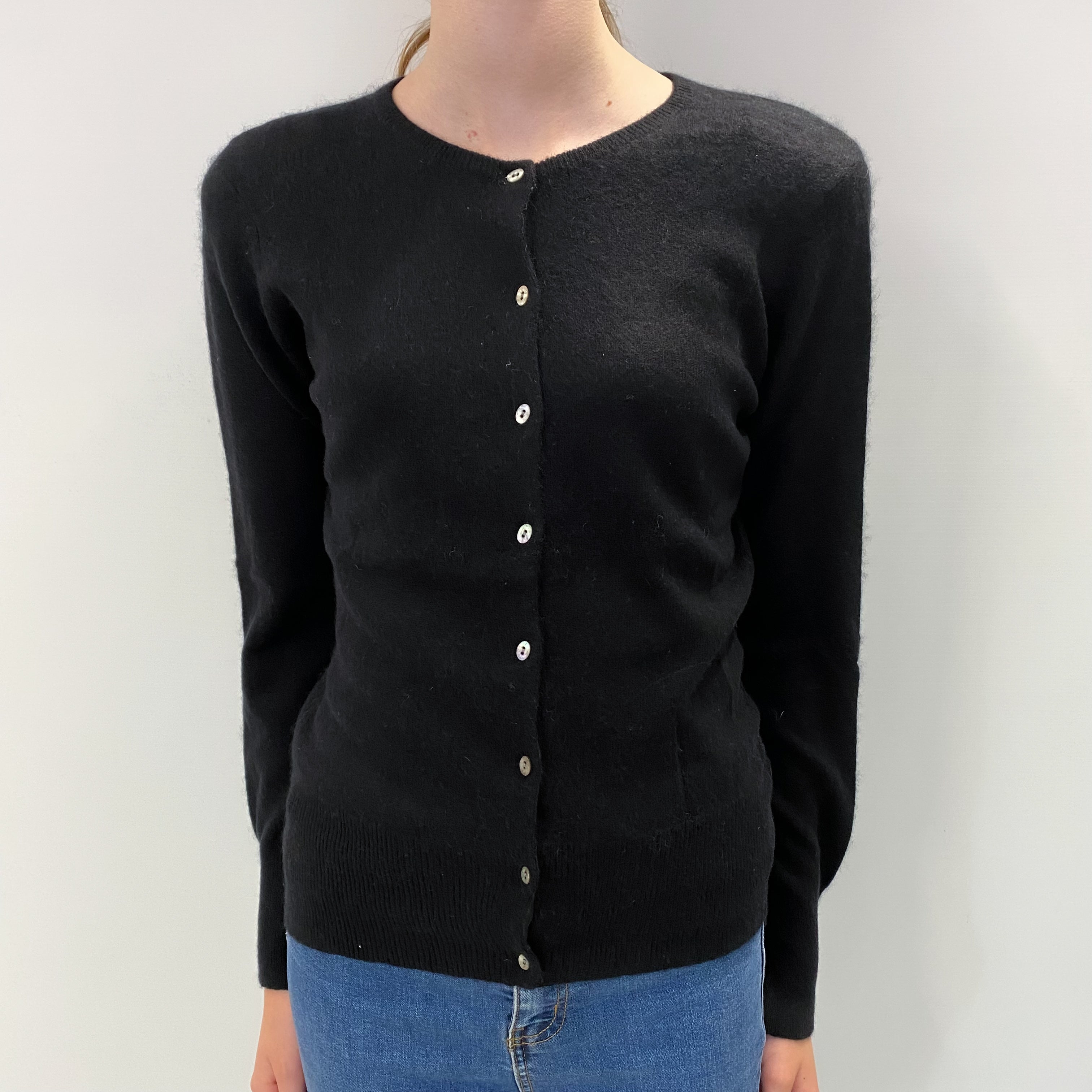 Black Cashmere Crew Neck Cardigan Extra Small