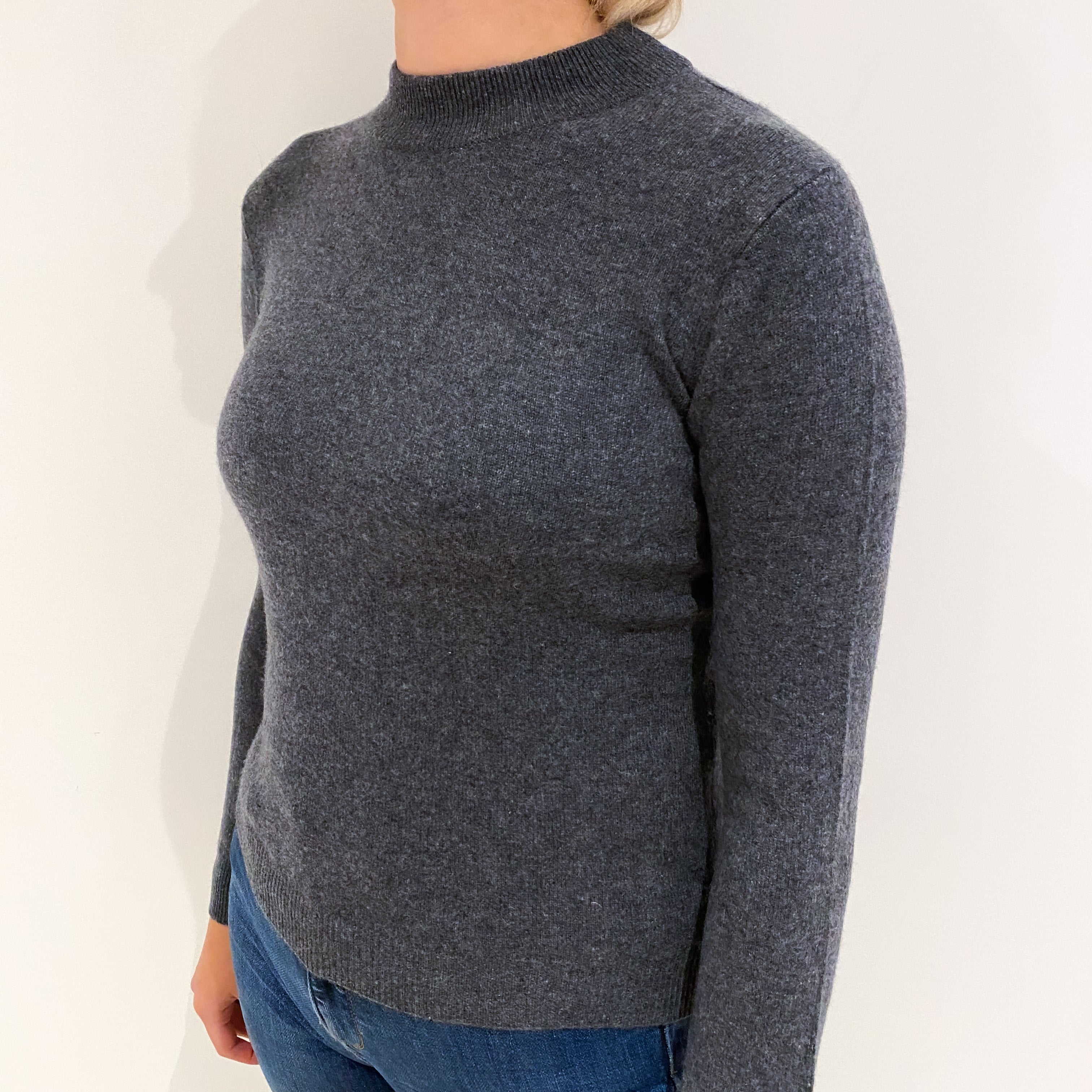 Slate Grey Cashmere Turtle Neck Jumper Small