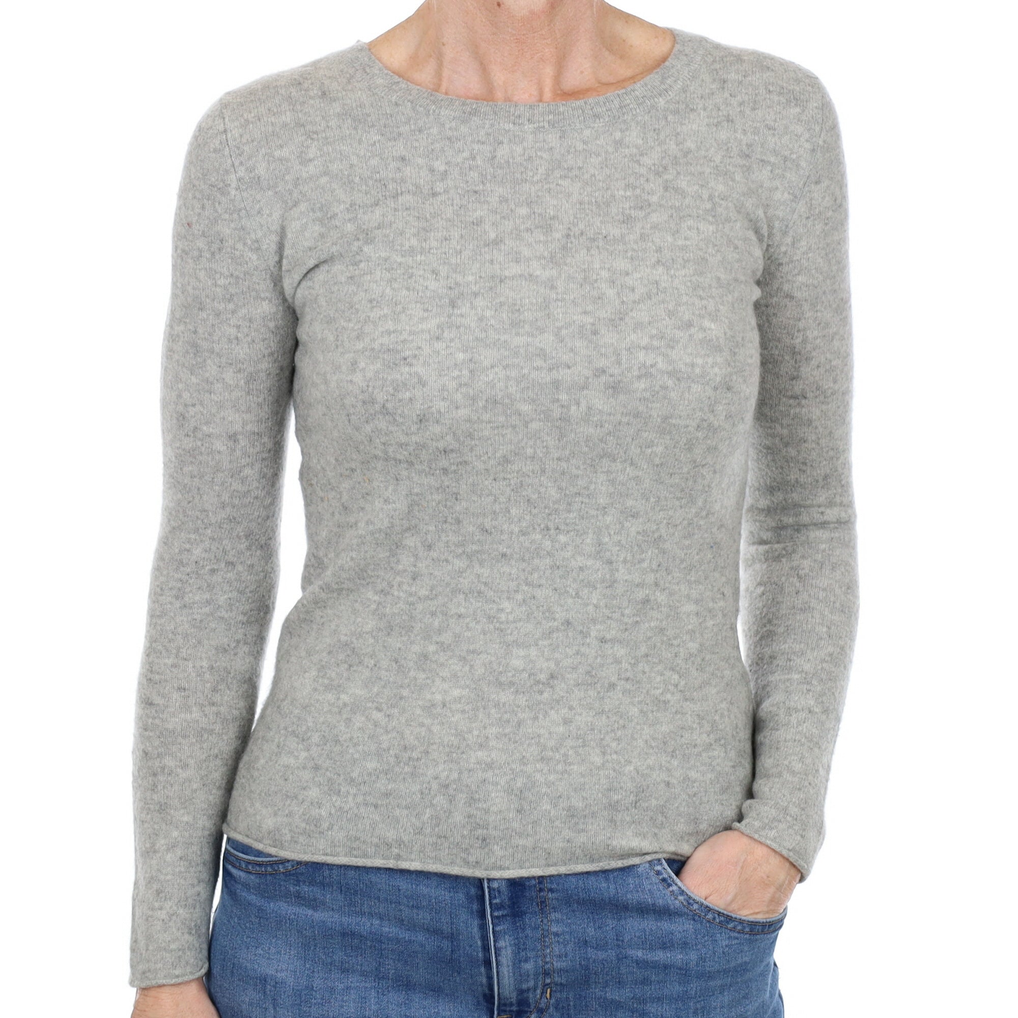 Smoke Grey Cashmere Crew Neck Jumper Small