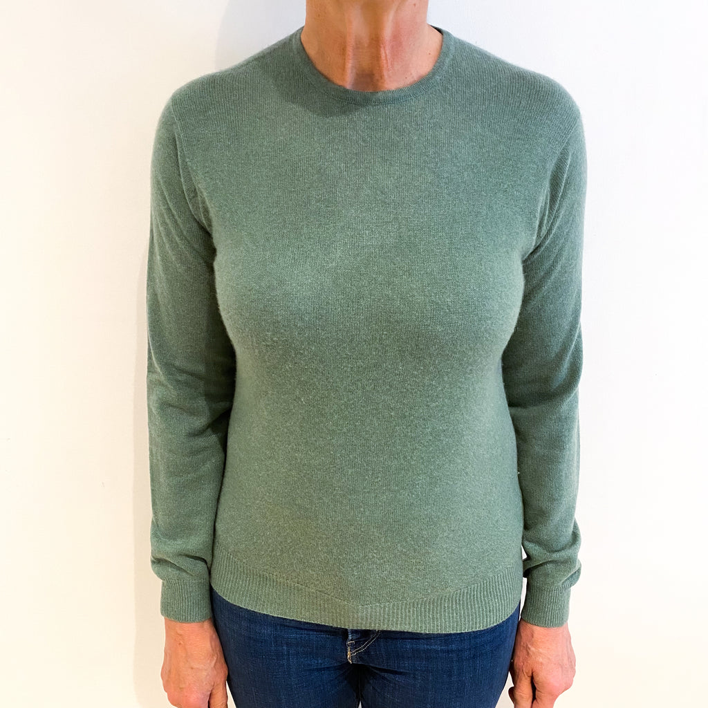 Muted Green Cashmere Crew Neck Jumper Medium