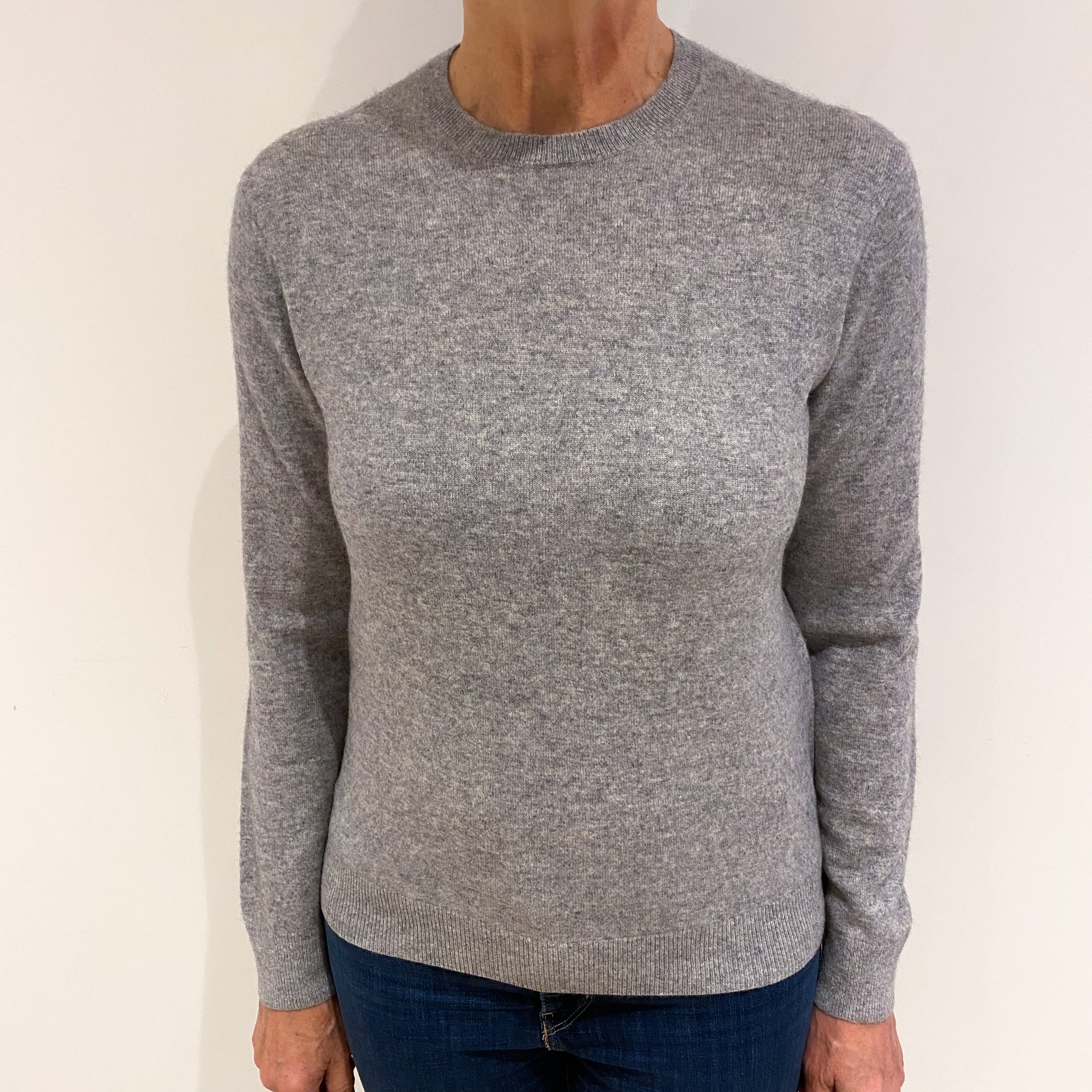 Smoke Grey Cashmere Crew Neck Jumper Medium