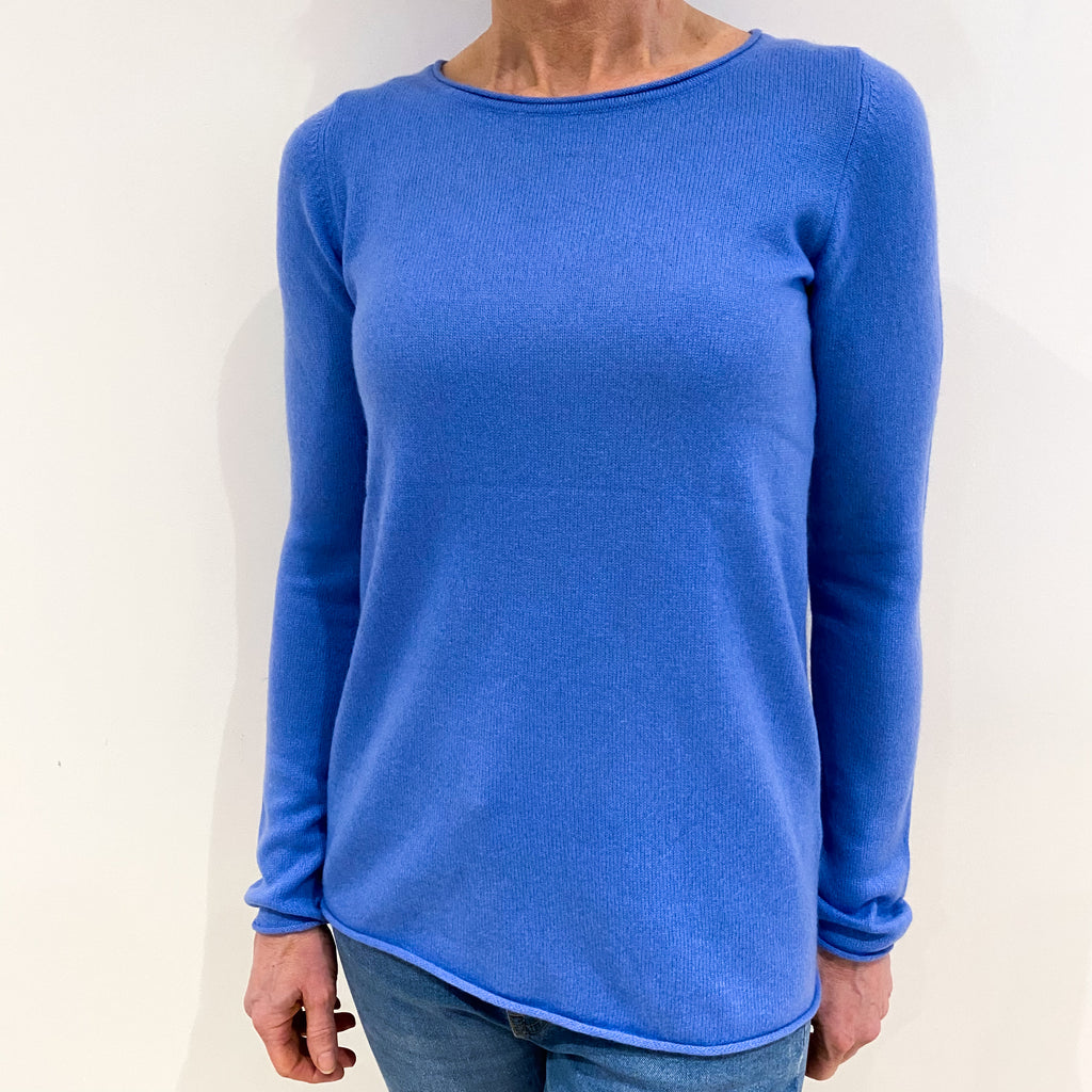 Cornflower Blue Cashmere Scoop Neck Jumper Small