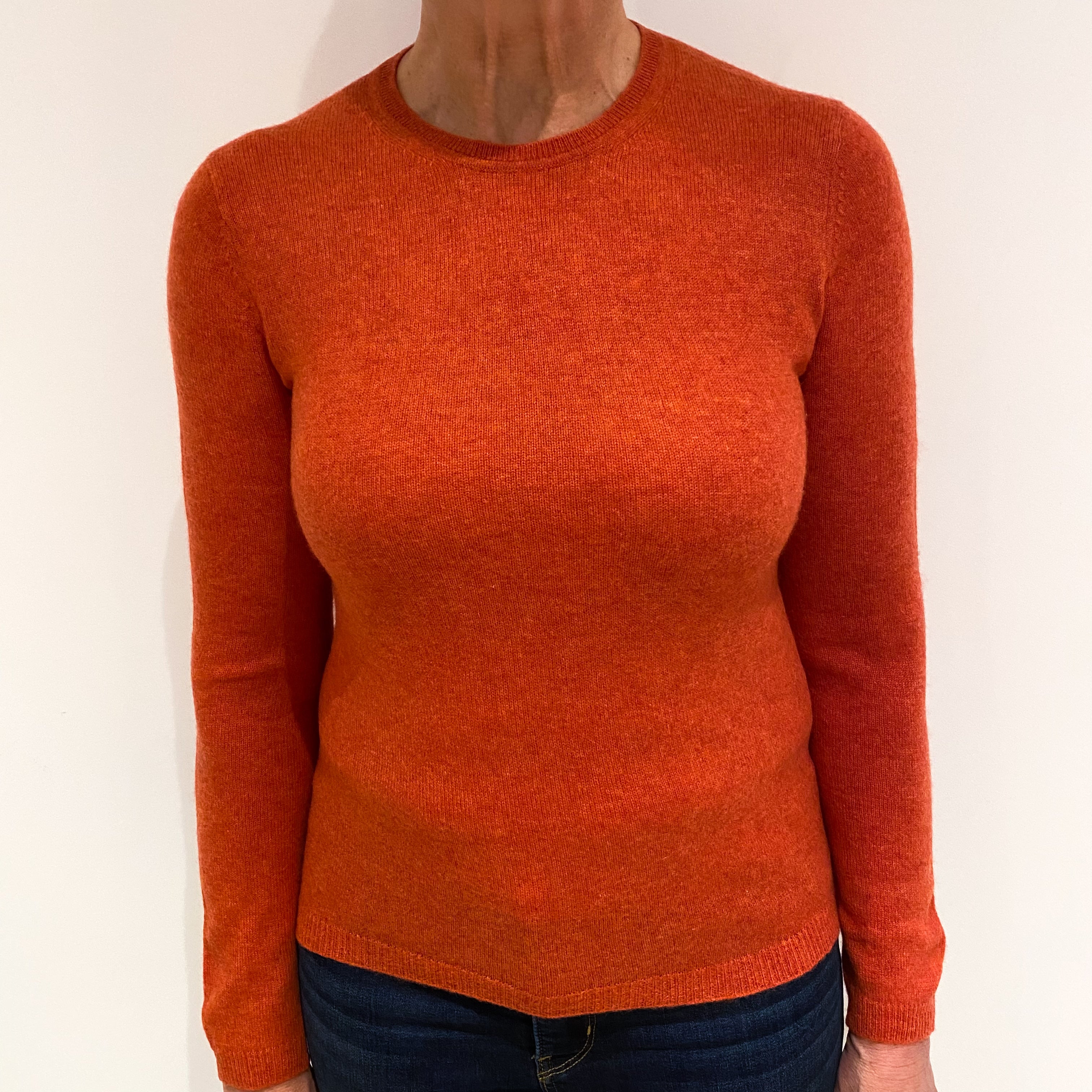 Paprika Orange Cashmere Crew Neck Jumper Medium