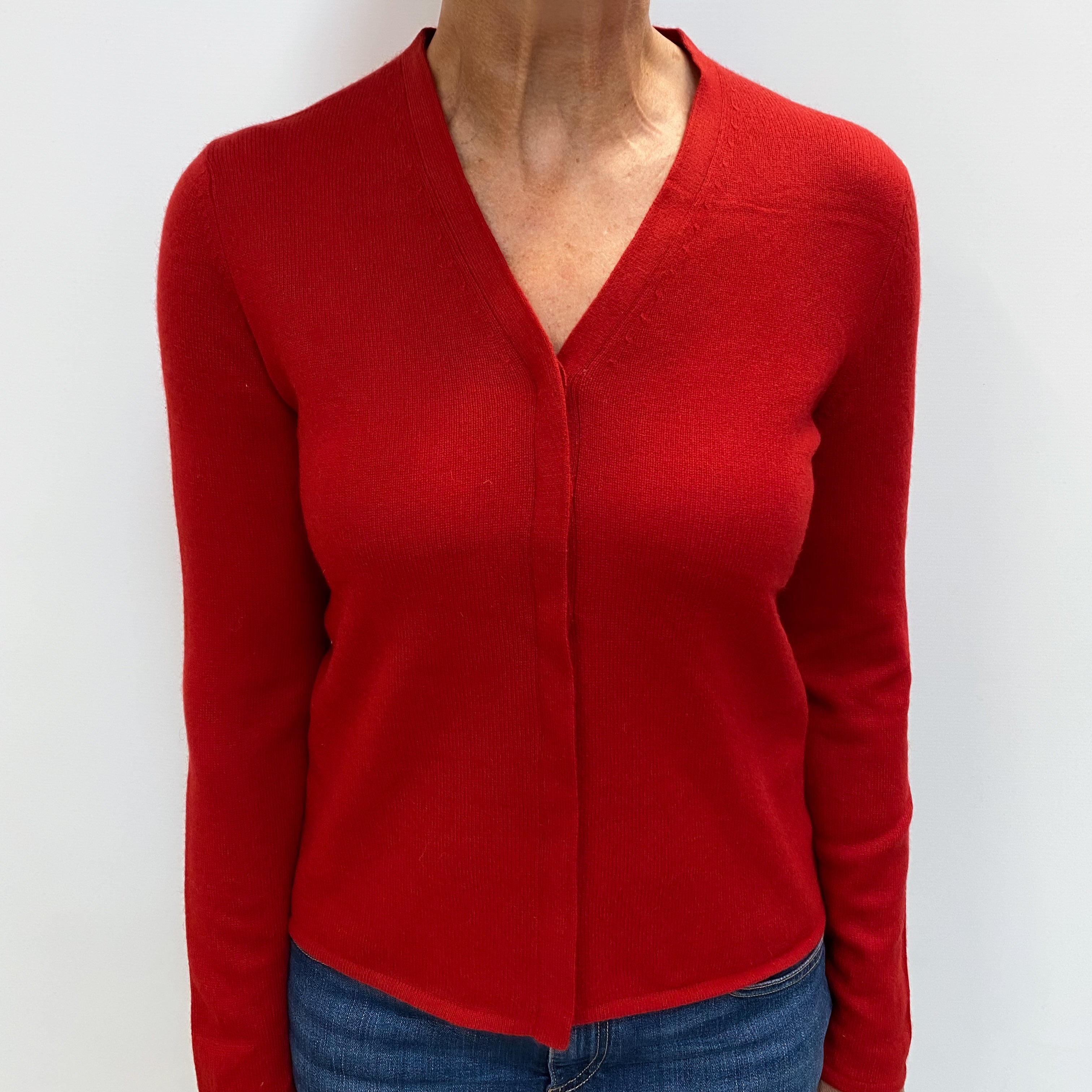 Spanish Red Cashmere V Cardigan Medium