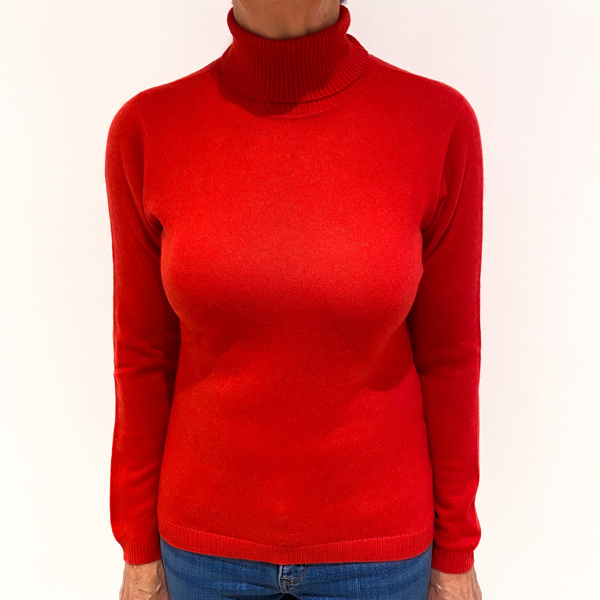 Berry Red Cashmere Polo Neck Jumper Medium