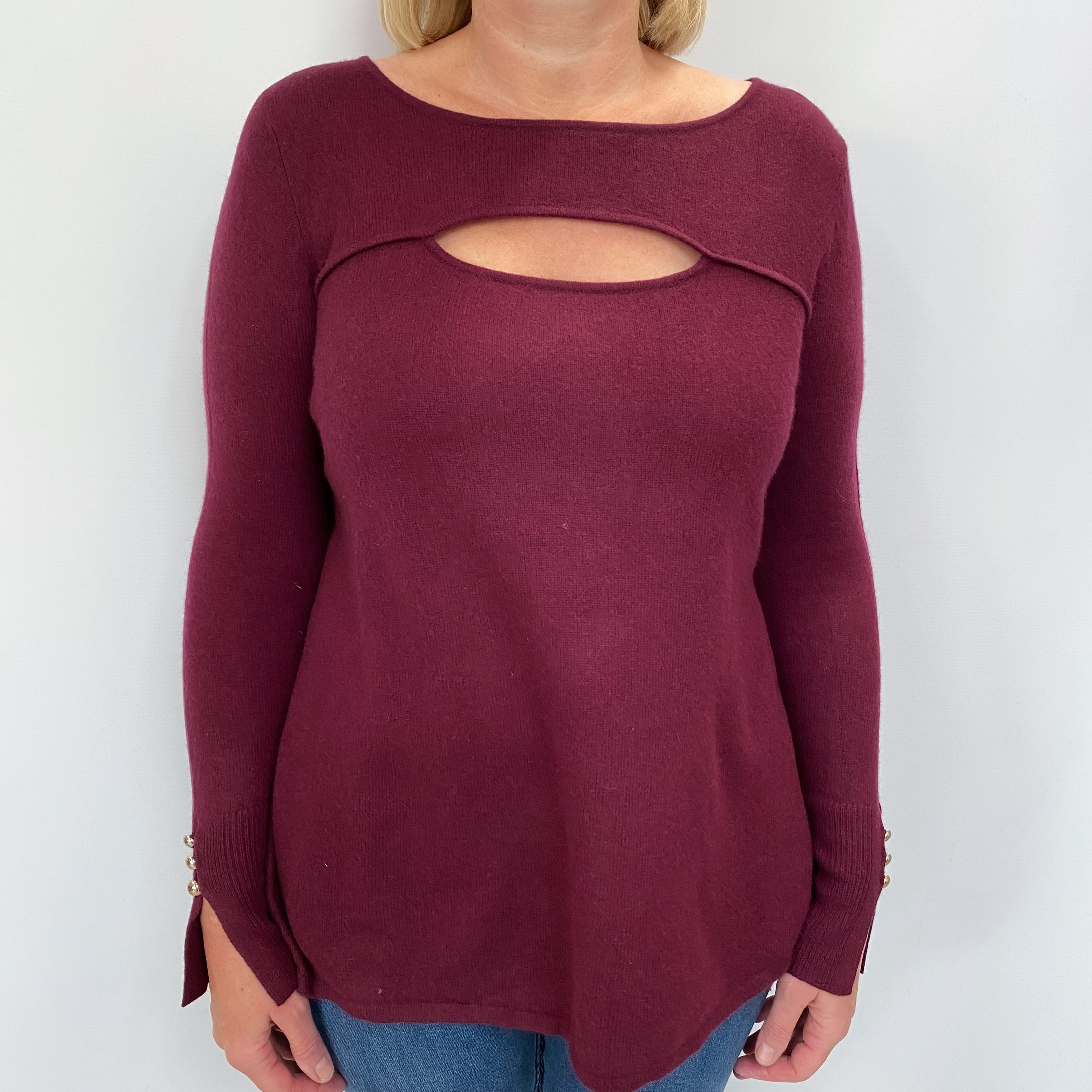 Mulberry Purple Cashmere Crew Neck Jumper Large