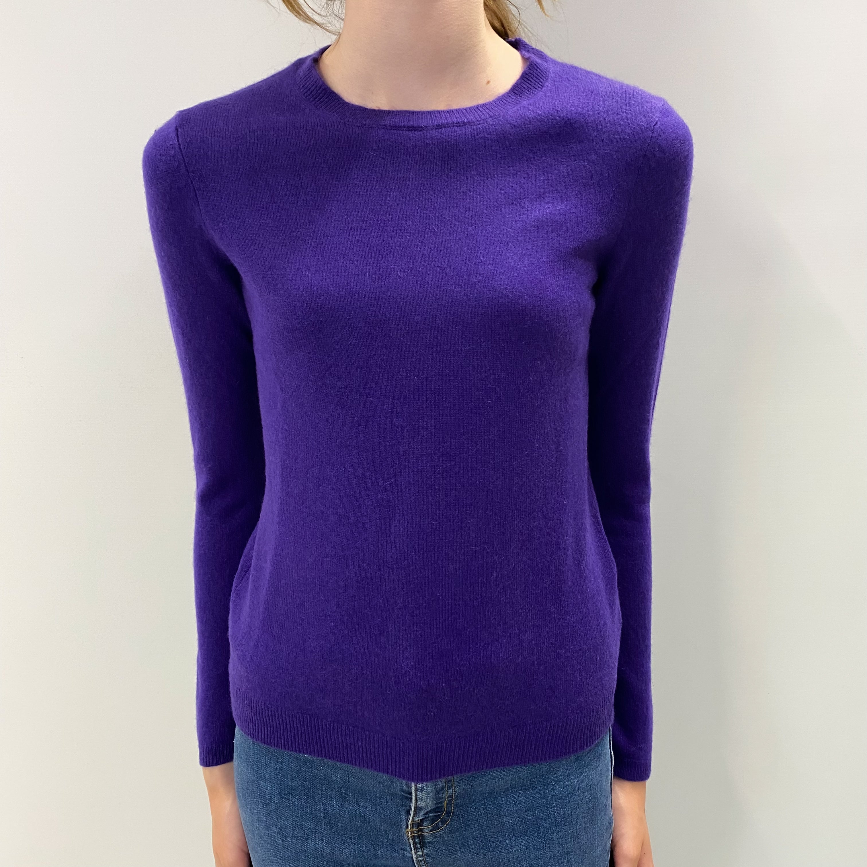 Pansy Purple Cashmere Crew Neck Jumper Extra Small