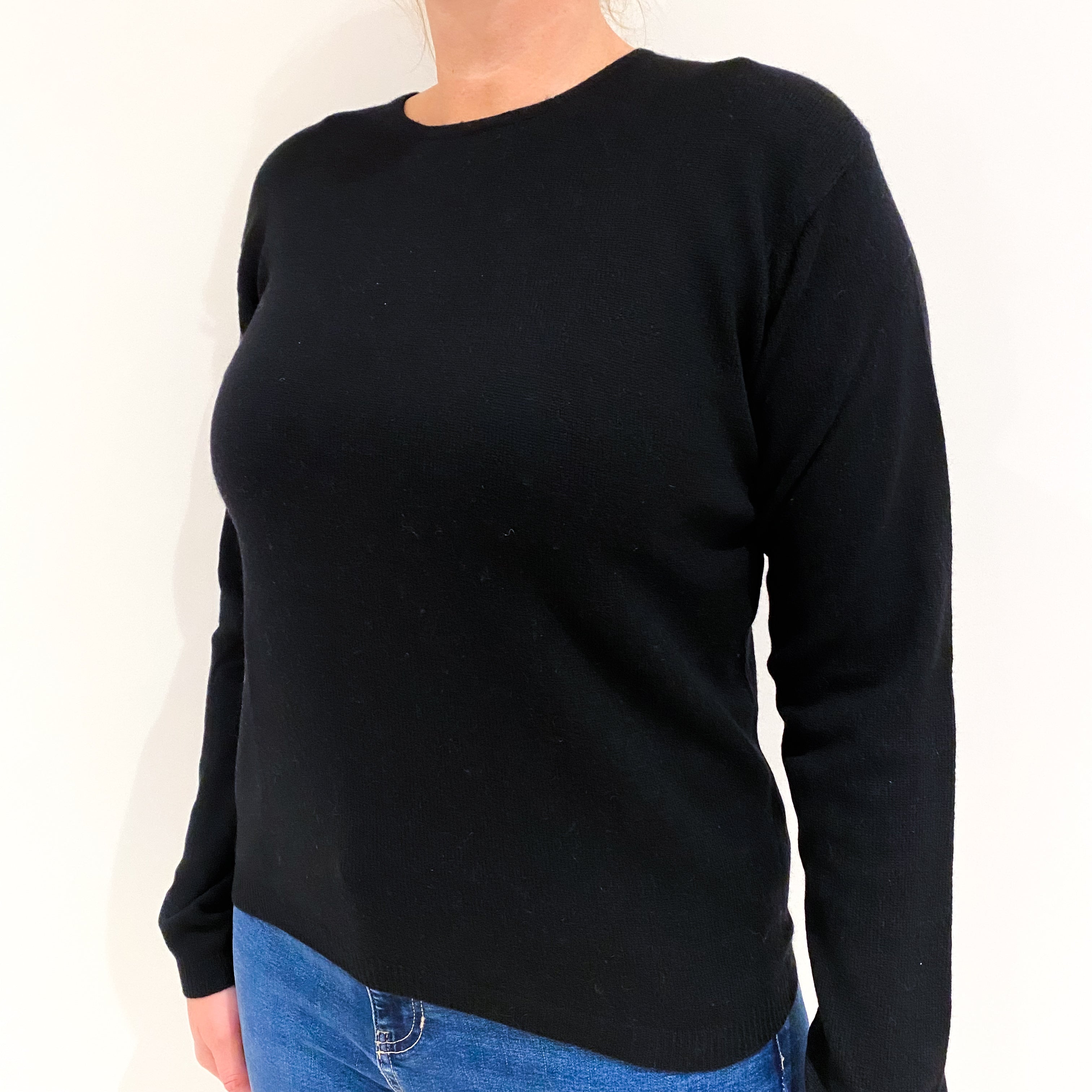 Black Cashmere Crew Neck Jumper Large