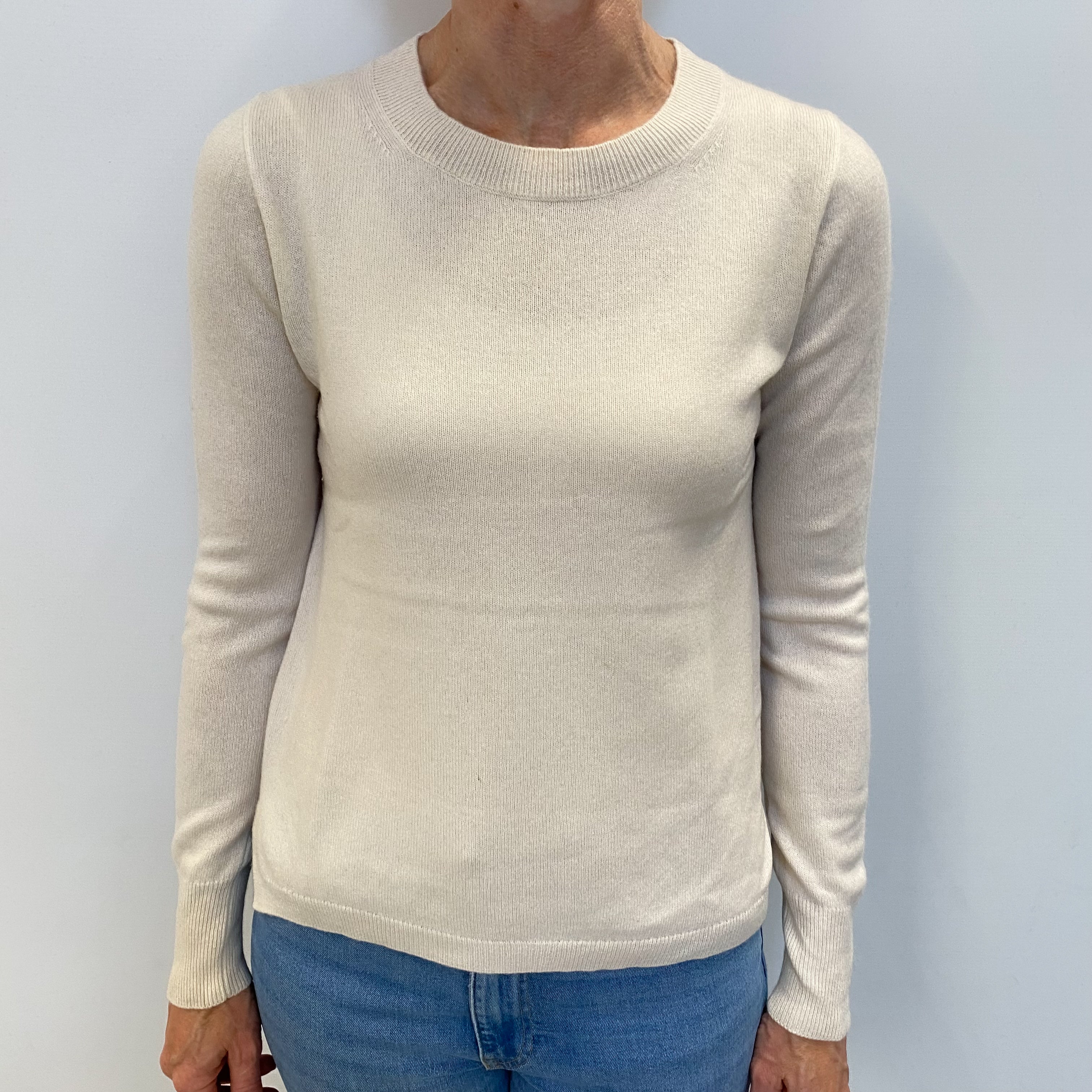 Vanilla Cream Cashmere Crew Neck Jumper Small