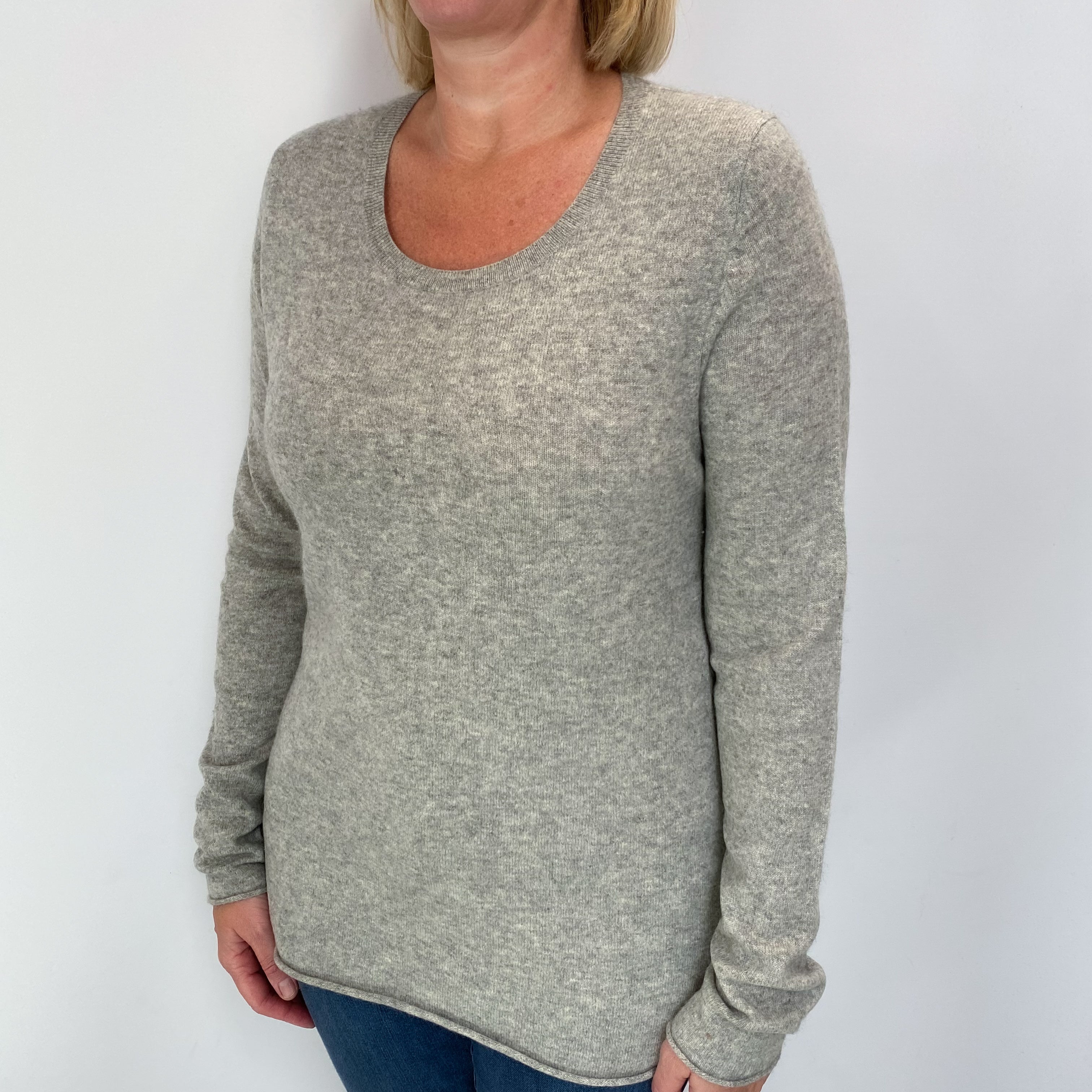 Smoke Grey Cashmere Crew Neck Jumper Large