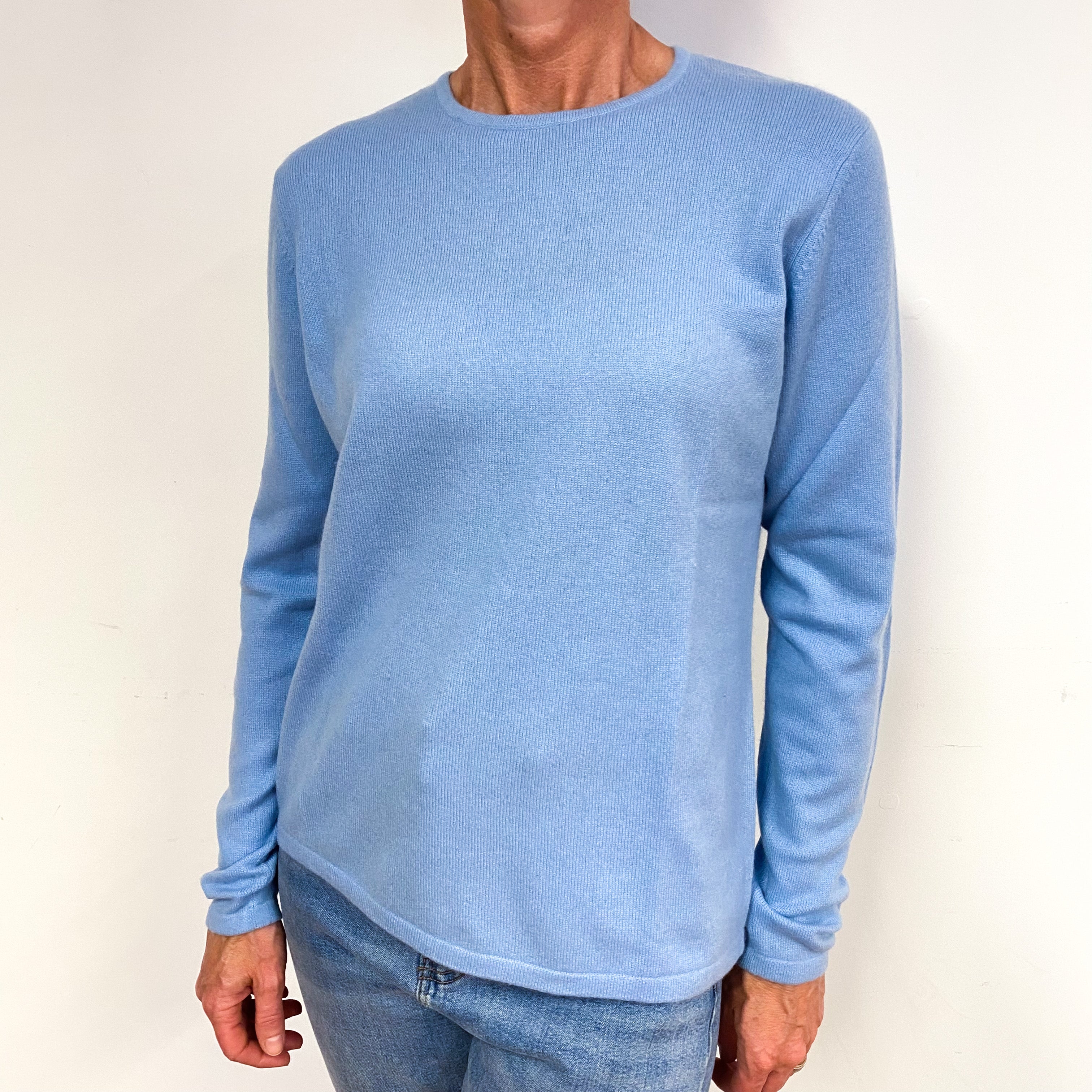 Sky Blue Cashmere Crew Neck Jumper Medium