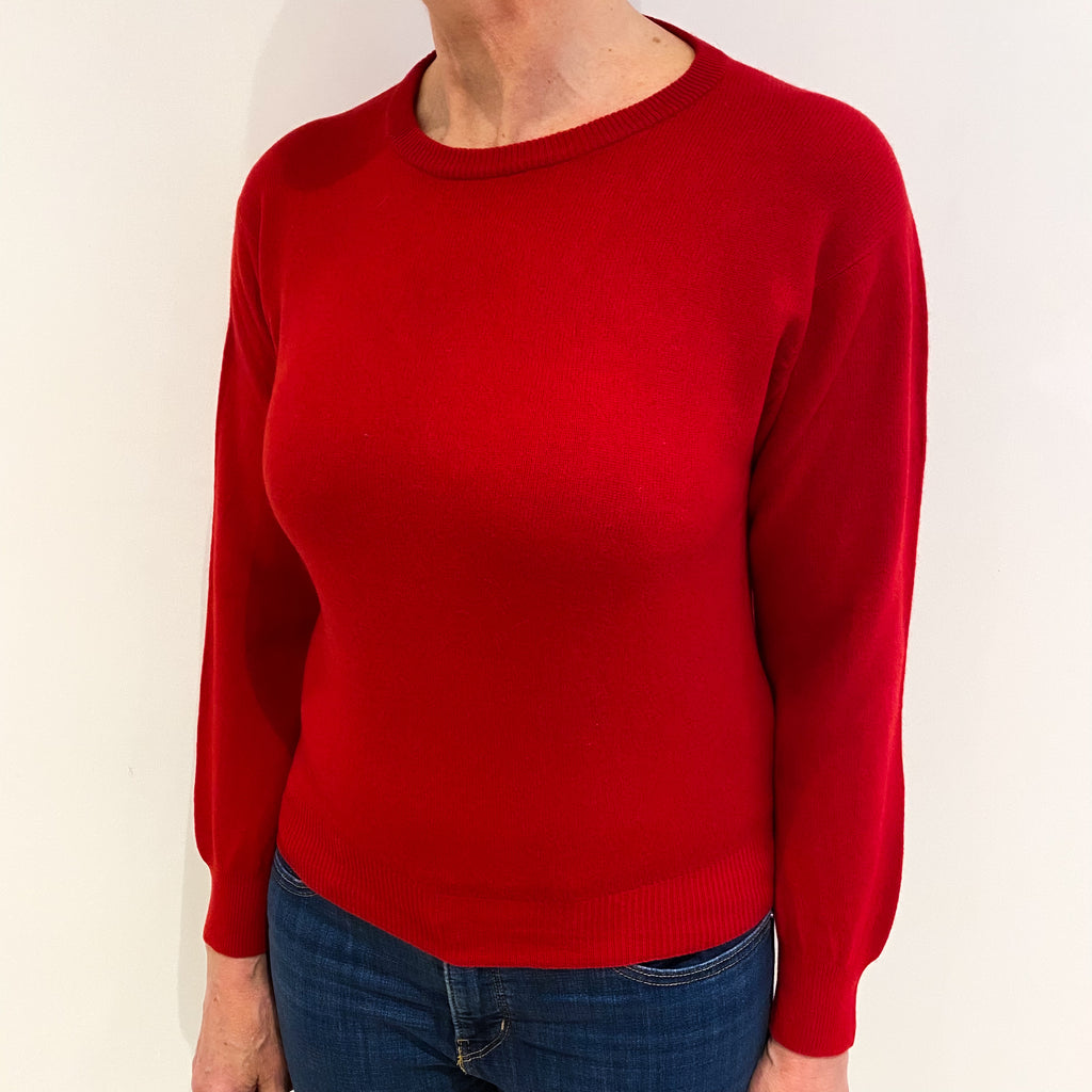 Scarlet Red Cashmere Crew Neck Jumper Medium