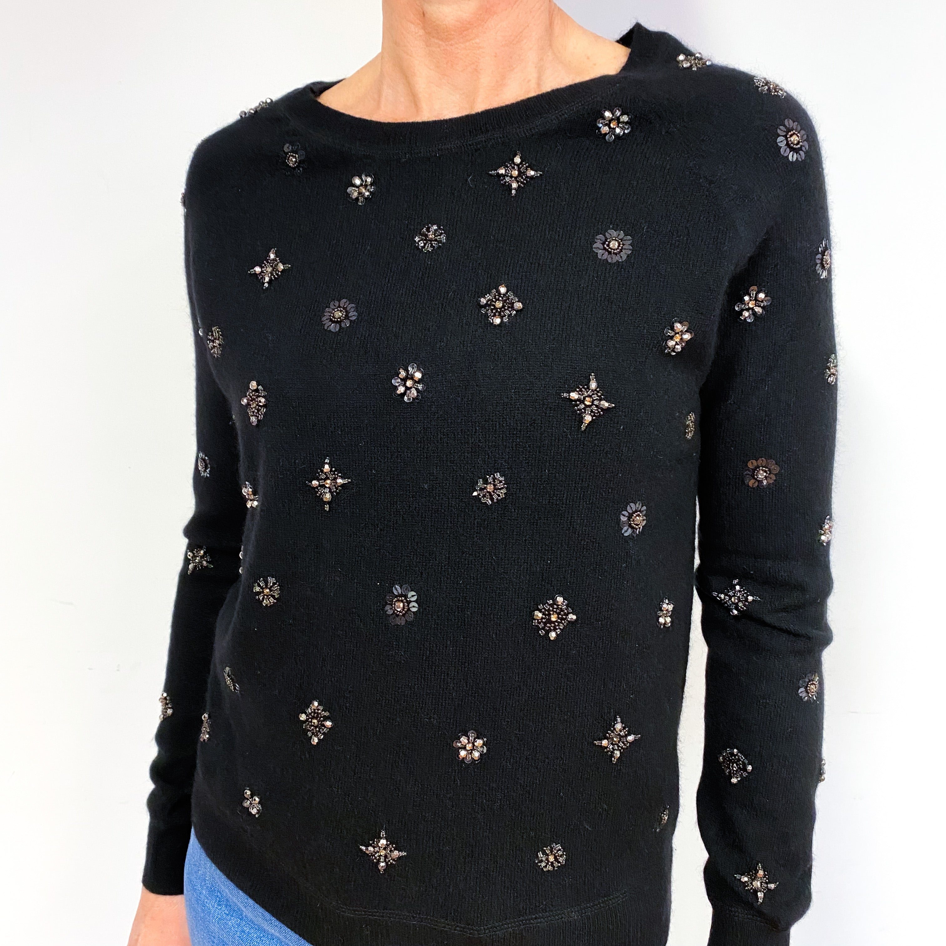 Black Cashmere Crew Neck Jumper Medium