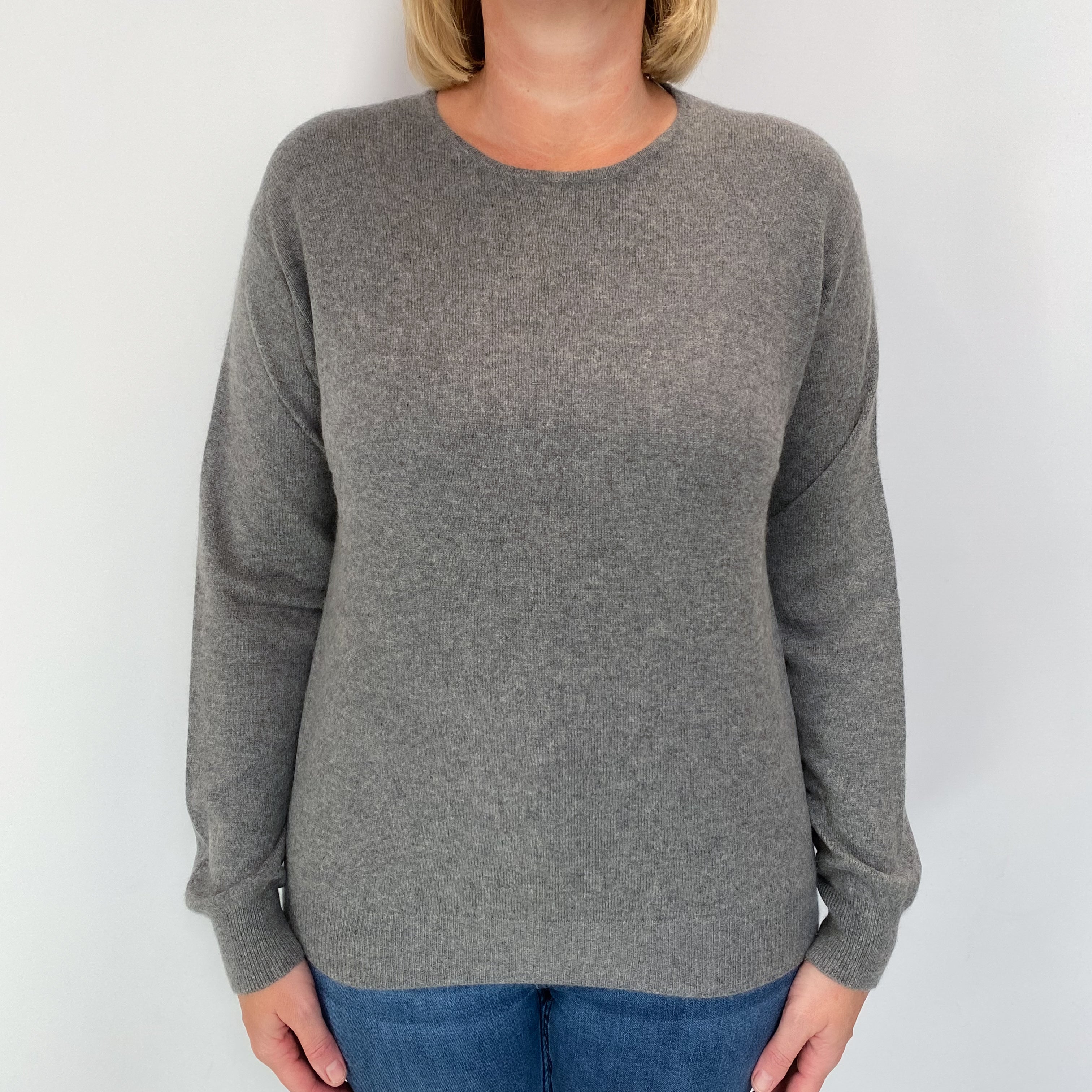 Slate Grey Cashmere Crew Neck Jumper Large