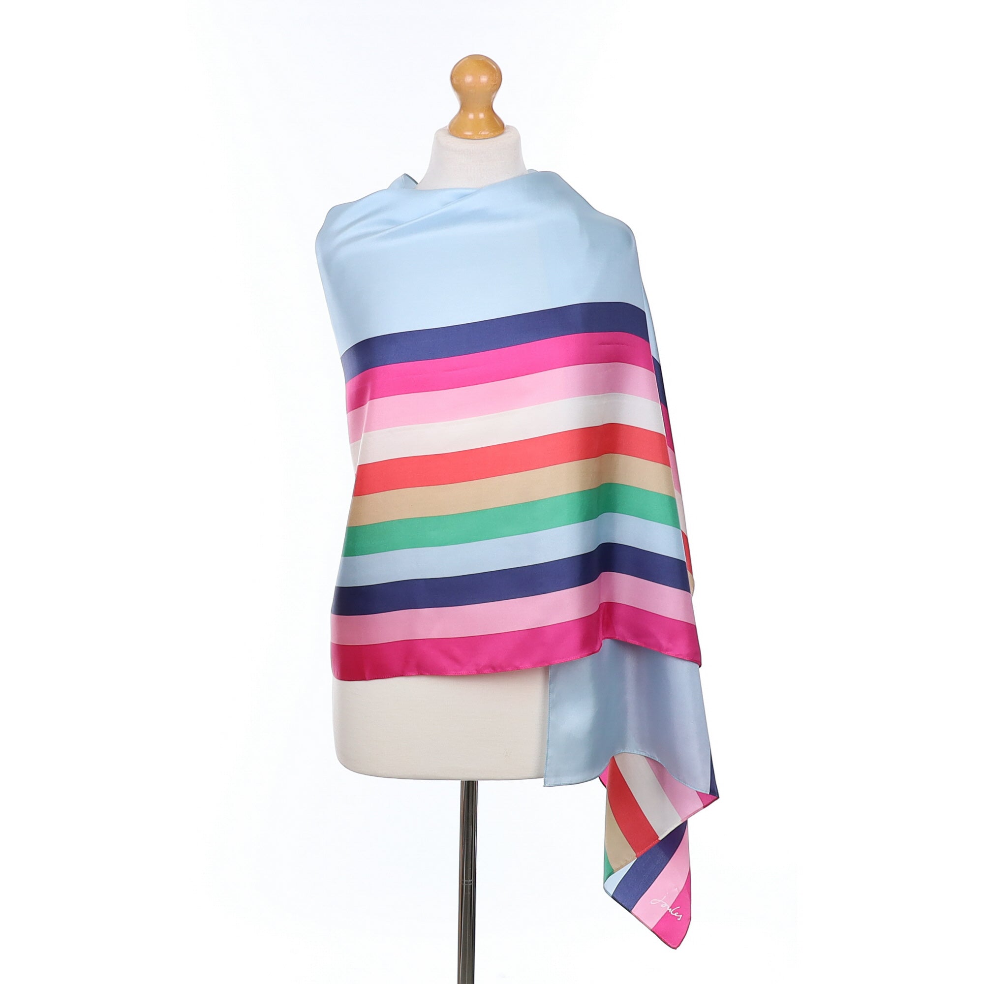 Joules Multicolour Striped Silk Scarf