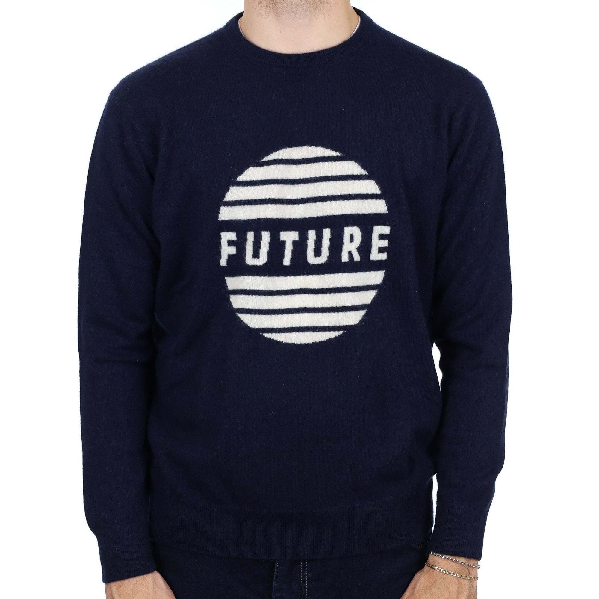 Men's From Future Navy Cashmere Crew Neck Jumper Large