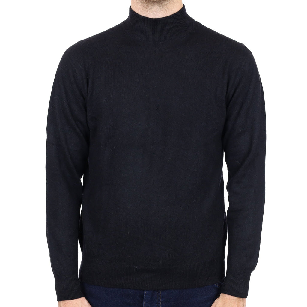 Men's Black Cashmere Turtle Neck Jumper Medium