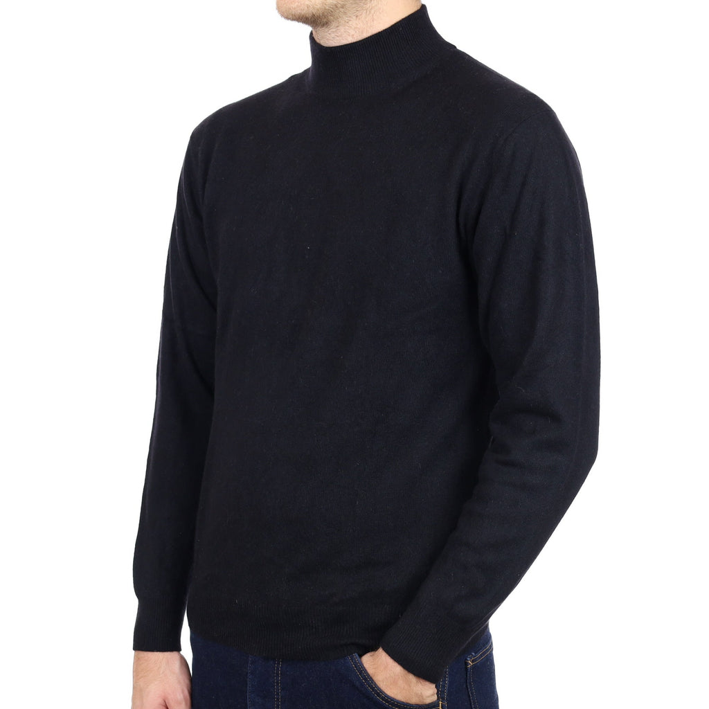 Men's Black Cashmere Turtle Neck Jumper Medium