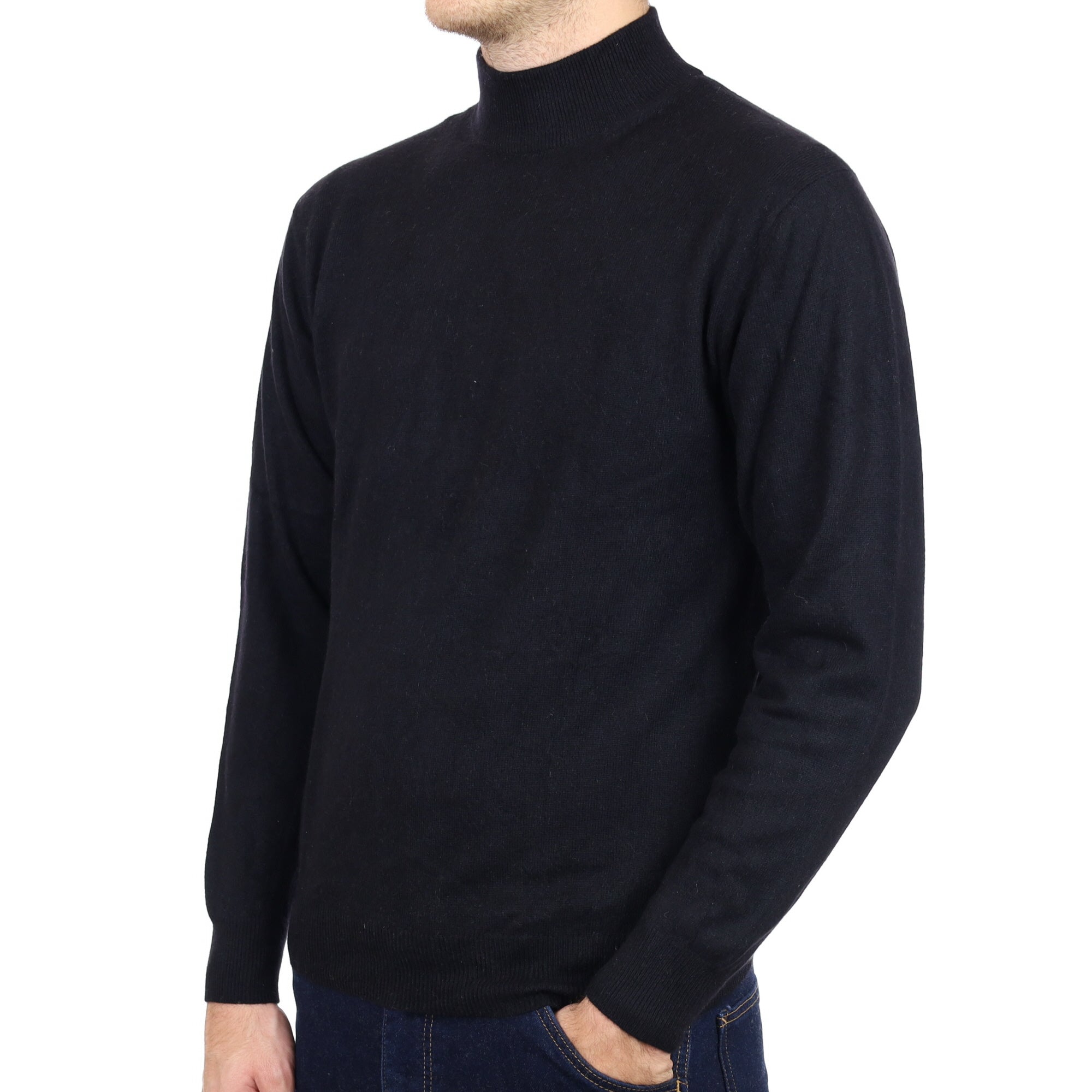 Men's Black Cashmere Turtle Neck Jumper Medium
