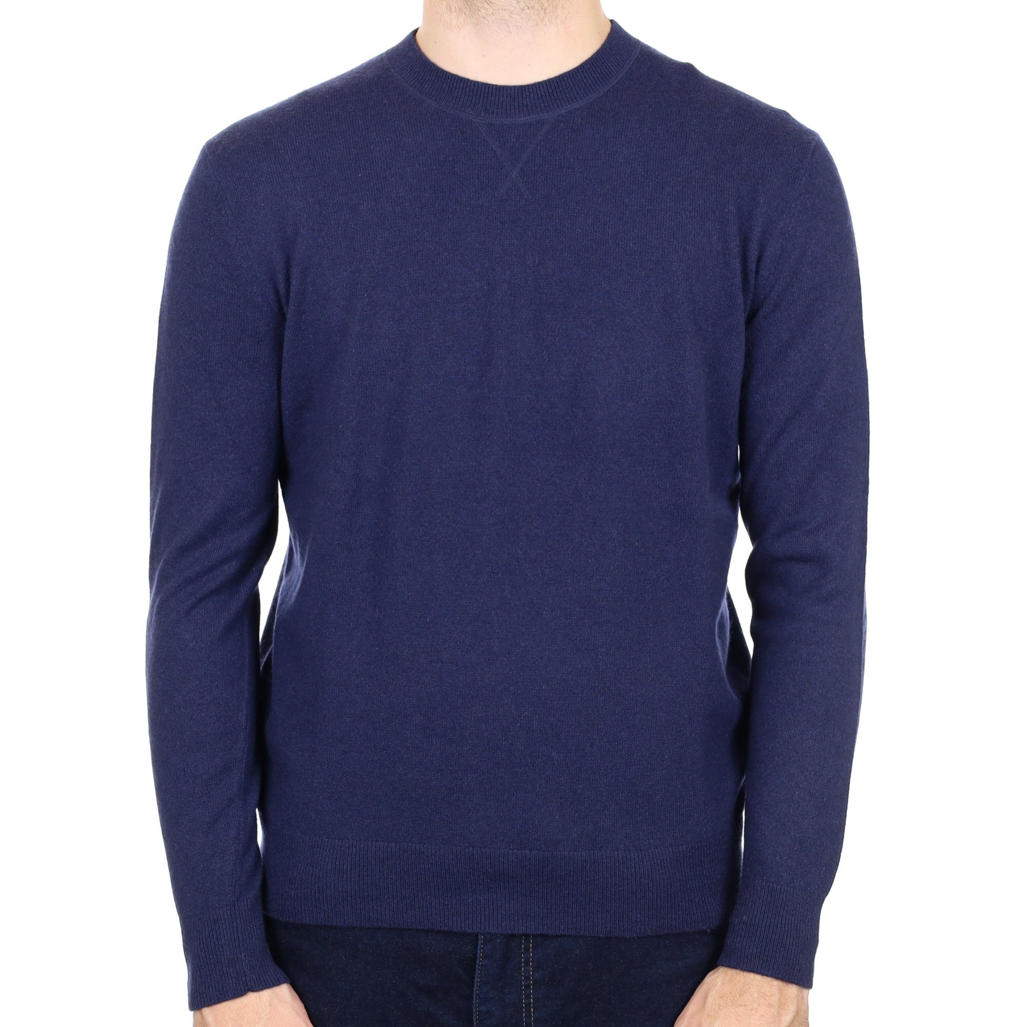 Men's Navy Blue Cashmere Crew Neck Jumper Medium