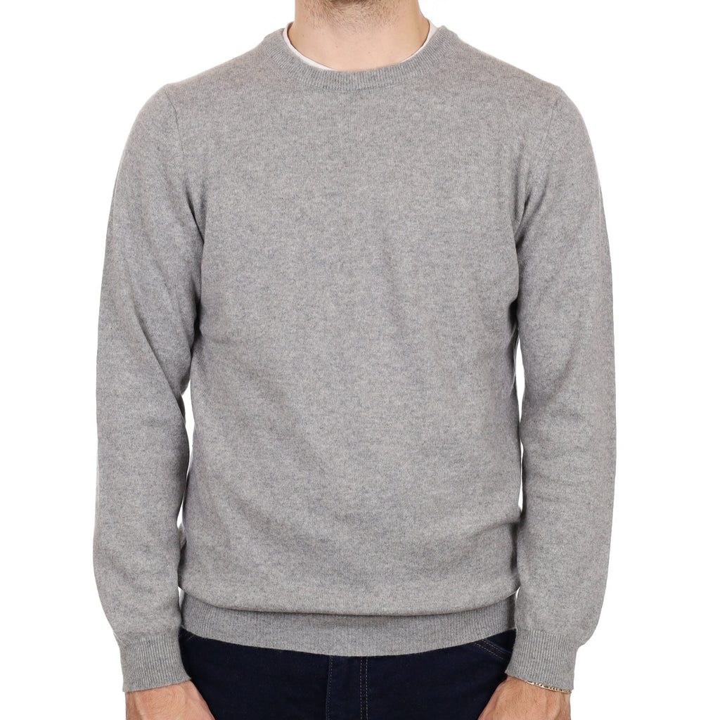Men's Ash Grey Cashmere Crew Neck Jumper Medium