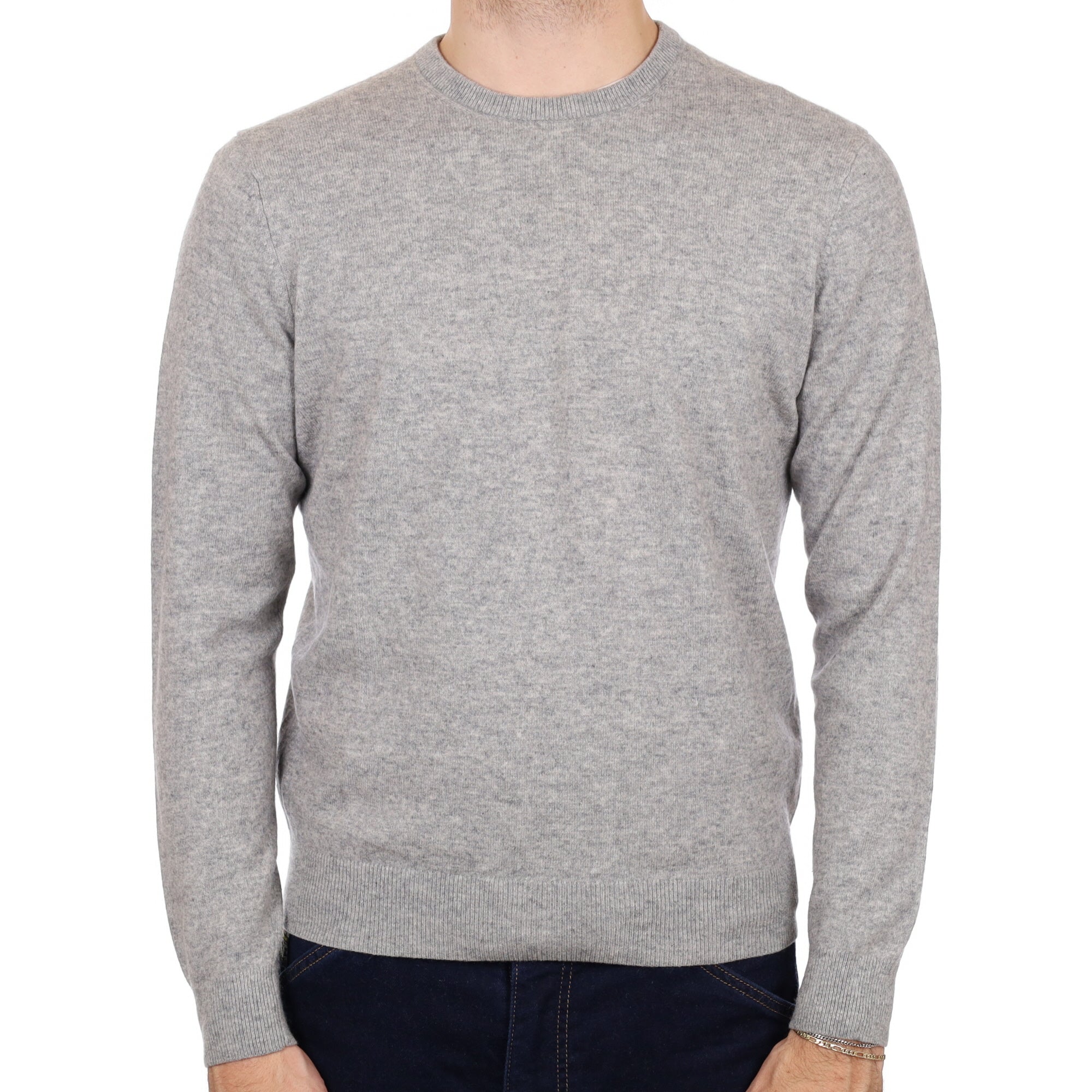 Men's Smoke Grey Cashmere Crew Neck Jumper Medium