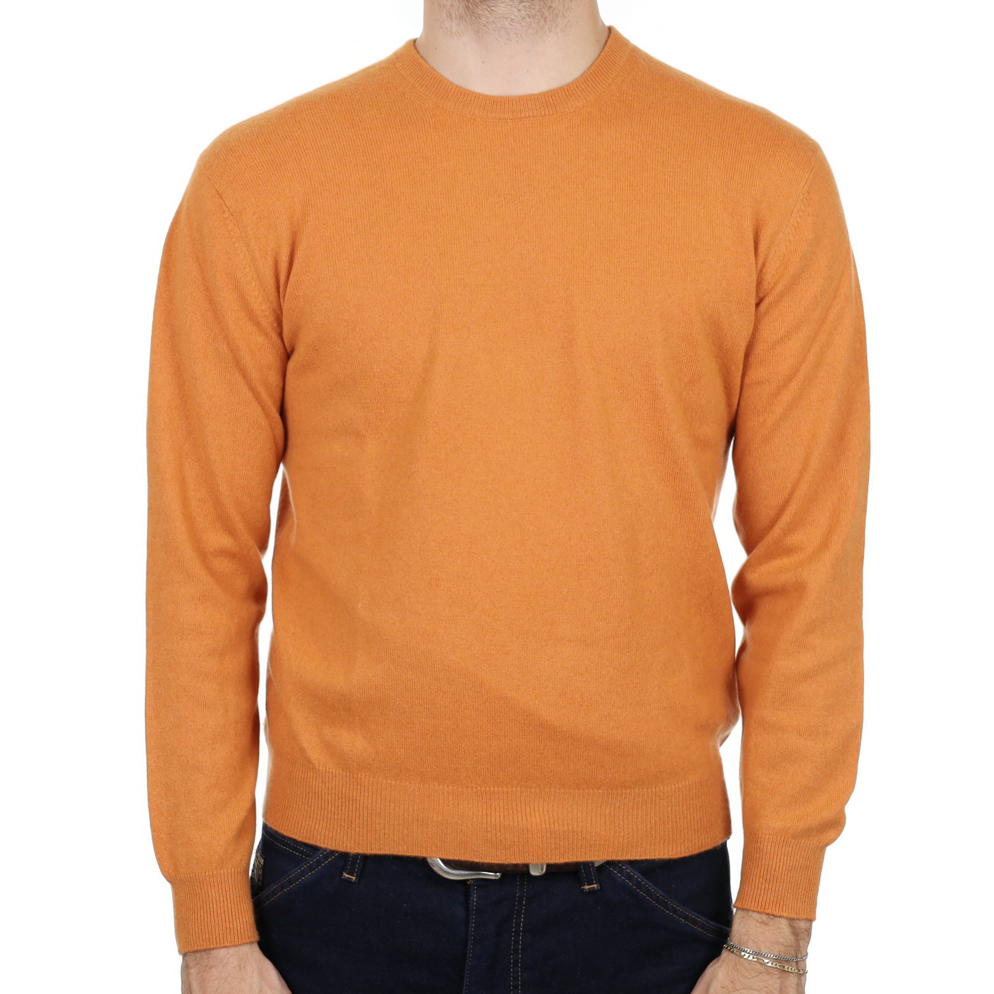 Men's Crab Orange Cashmere Crew Neck Jumper Medium