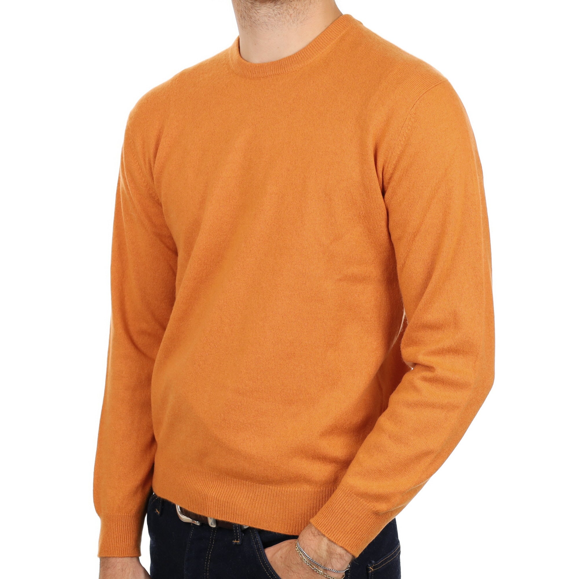 Men's Crab Orange Cashmere Crew Neck Jumper Medium