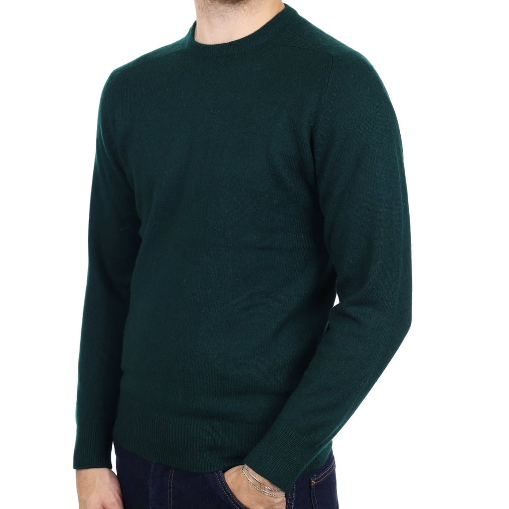Men's Bottle Green Cashmere Crew Neck Jumper Medium