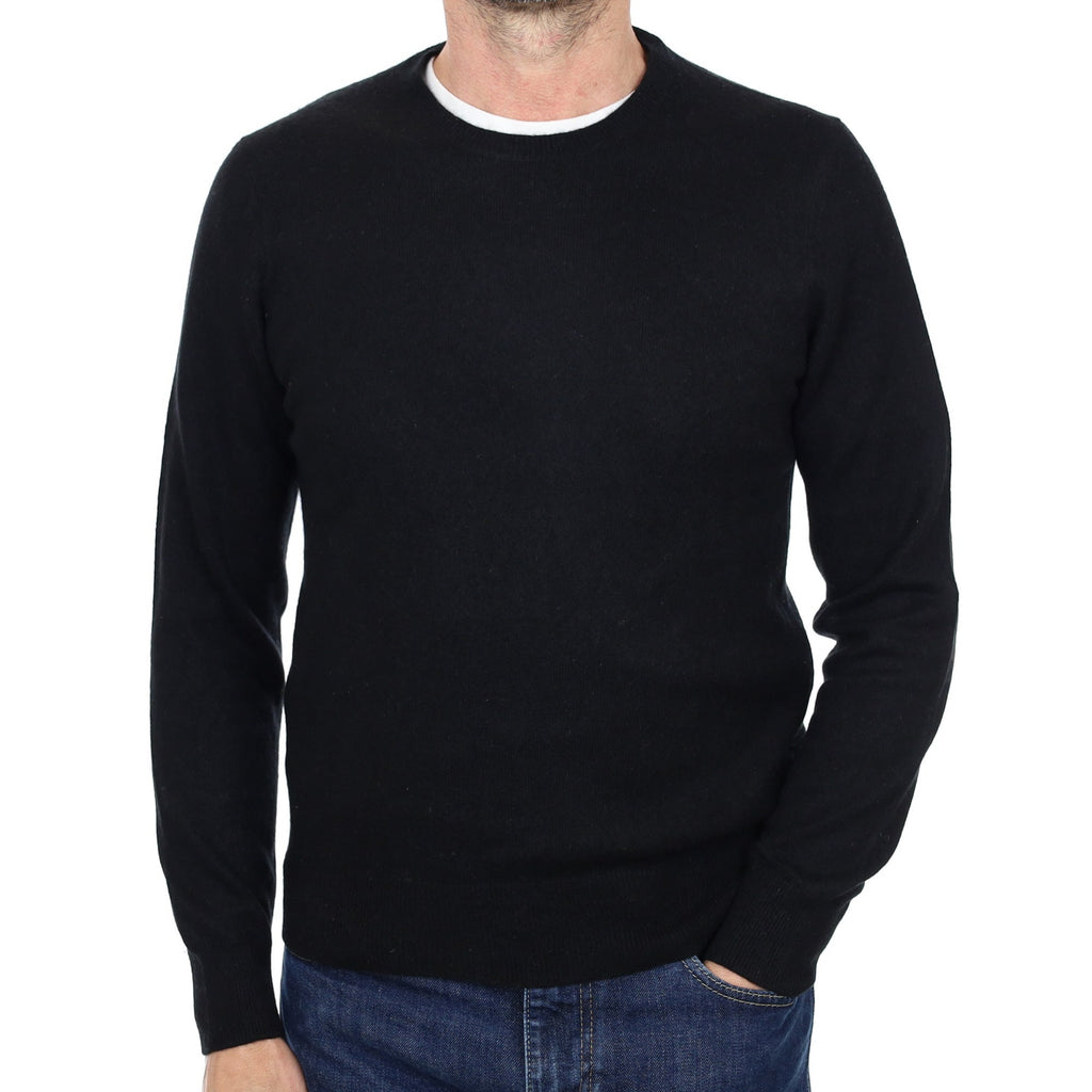 Men's Black Cashmere Crew Neck Jumper Small