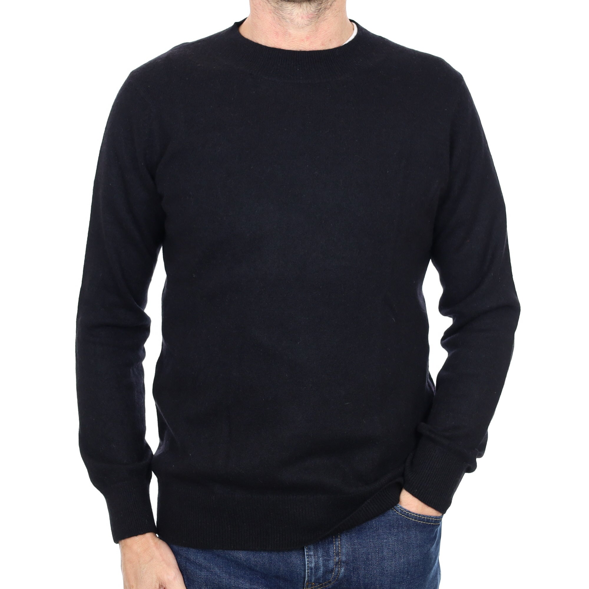 Men's Black Cashmere Crew Neck Jumper Small