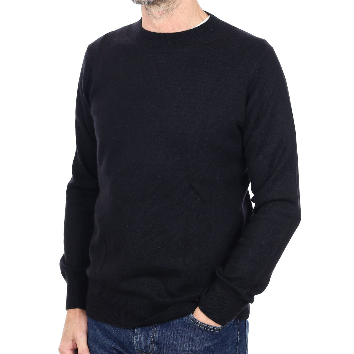 Men's Black Cashmere Crew Neck Jumper Small