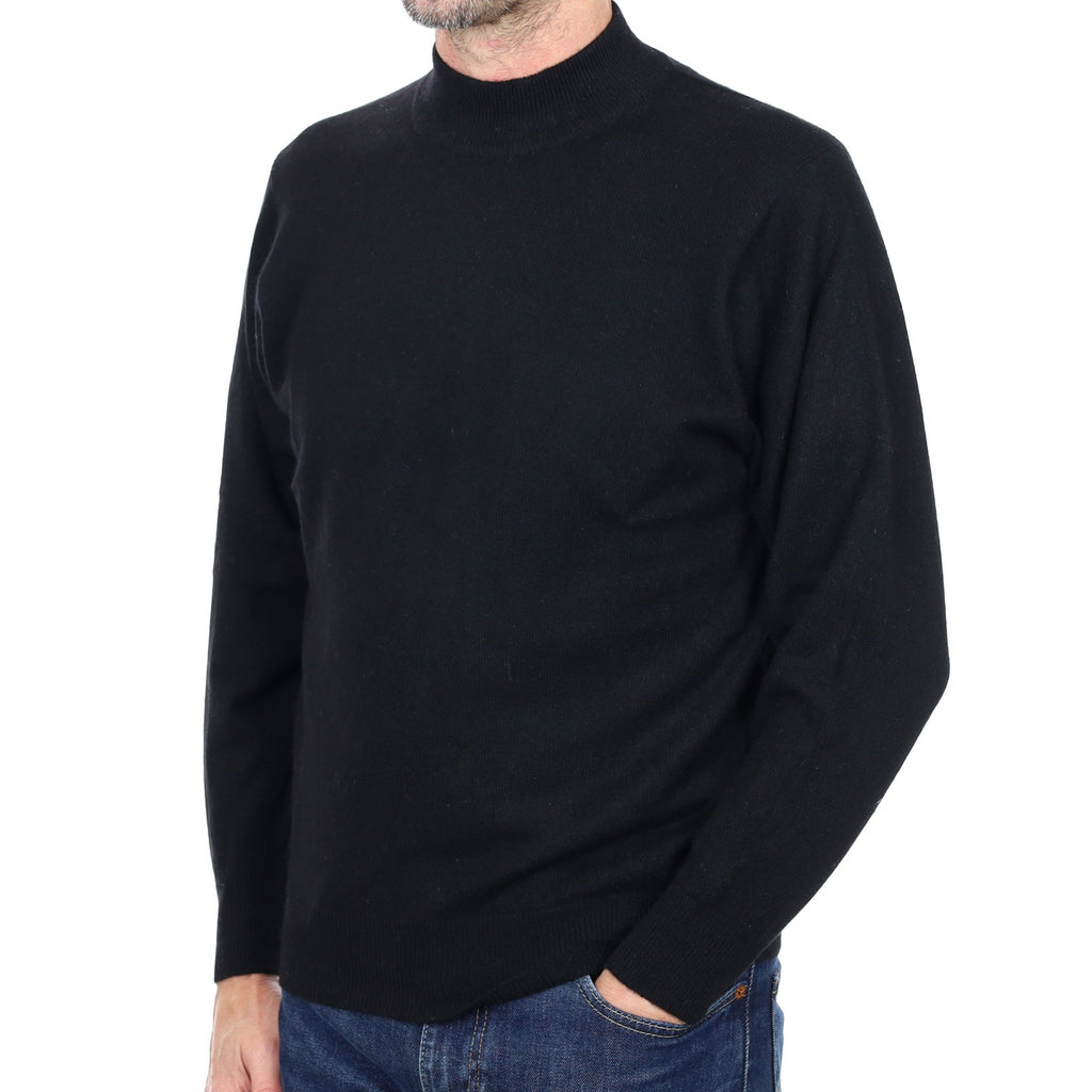 Men's Black Cashmere Turtle Neck Jumper Small