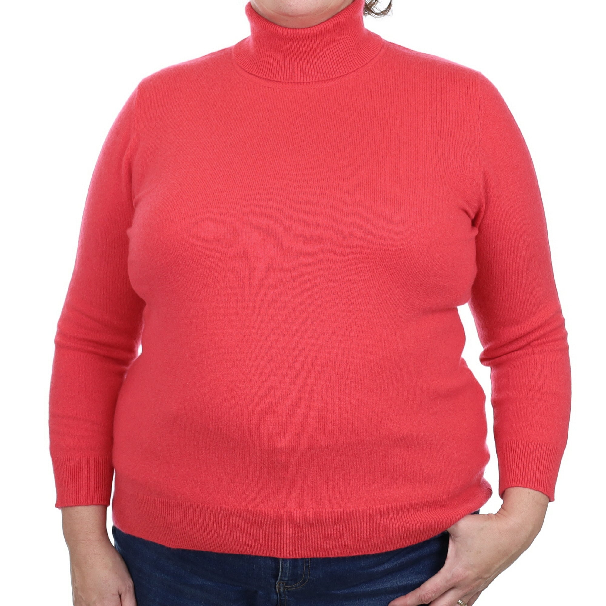 Cranberry Pink Cashmere Polo Neck Jumper Extra Large