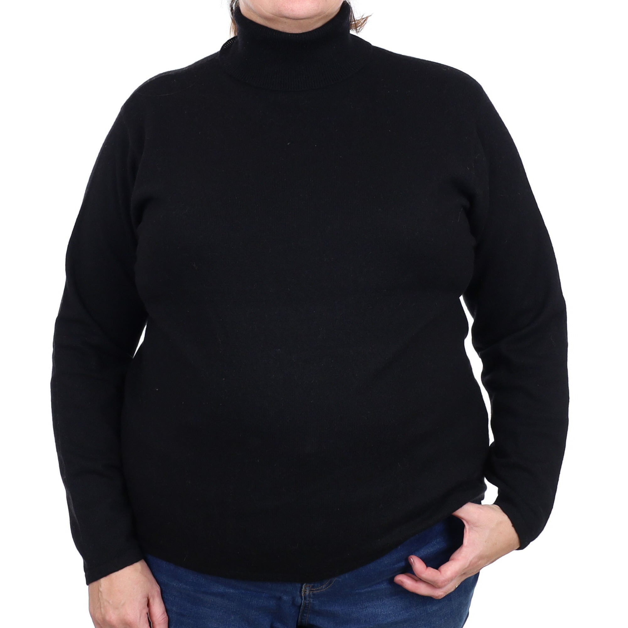 Black Cashmere Polo Neck Jumper Extra Extra Large