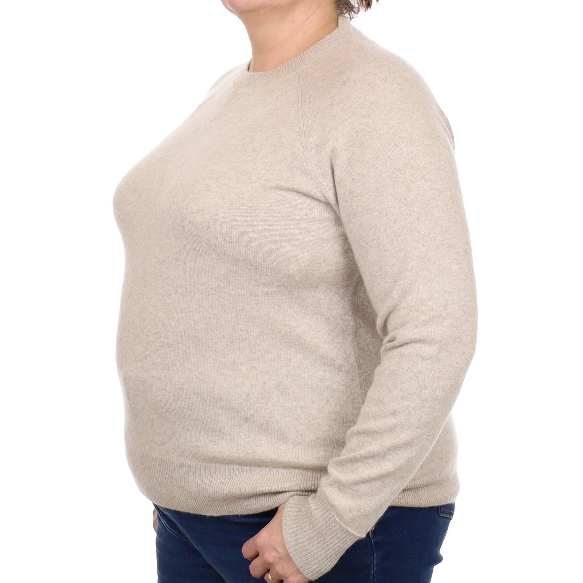 Fawn Cashmere Sweatshirt Style Crew Neck Jumper Extra Large